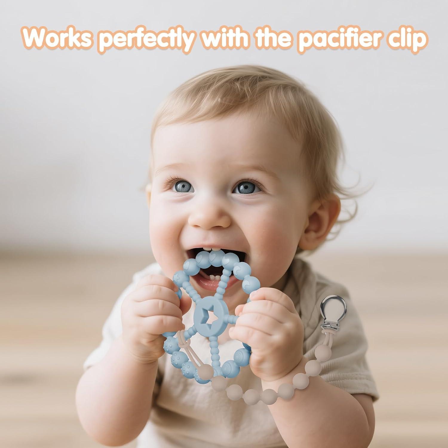 Baby Teething Toys 0-12 Months - Loviomad 3 Pack Ring Teether Baby Toys, Newborn Infant Essentials, Food Grade Silicone Teething Toys for Babies 6-12 Months, Shower Gifts Teething Relief (Girl/Boy)