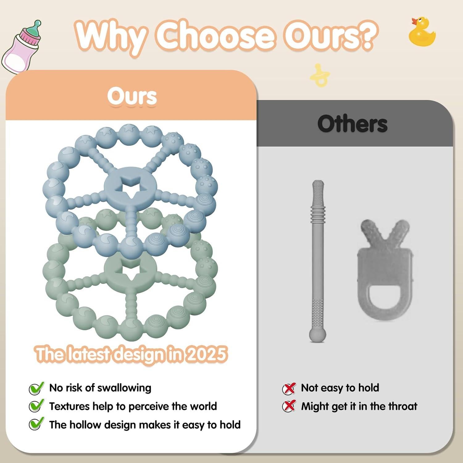 Baby Teething Toys 0-12 Months - Loviomad 3 Pack Ring Teether Baby Toys, Newborn Infant Essentials, Food Grade Silicone Teething Toys for Babies 6-12 Months, Shower Gifts Teething Relief (Girl/Boy)