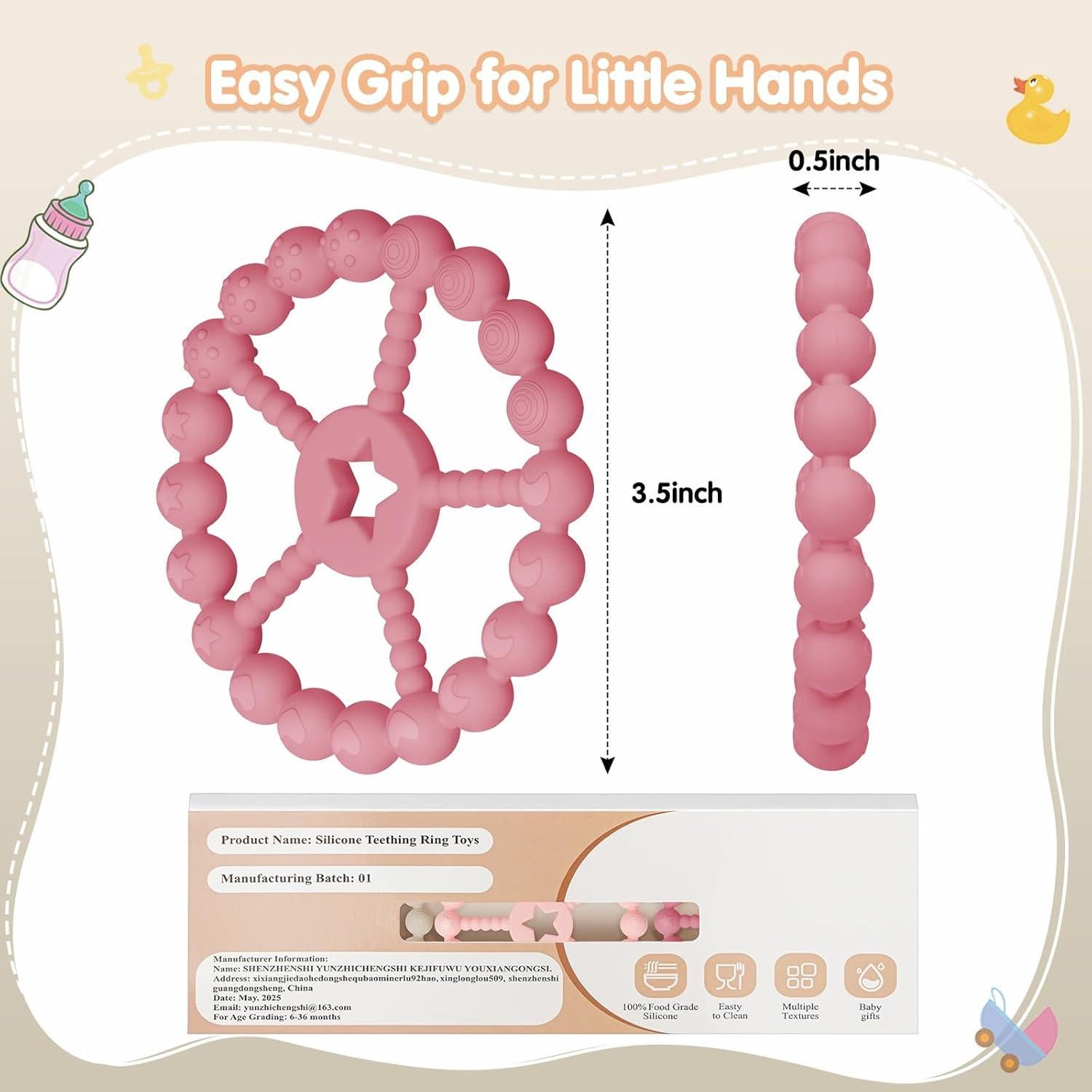 Baby Teething Toys 0-12 Months - Loviomad 3 Pack Ring Teether Baby Toys, Newborn Infant Essentials, Food Grade Silicone Teething Toys for Babies 6-12 Months, Shower Gifts Teething Relief (Girl/Boy)