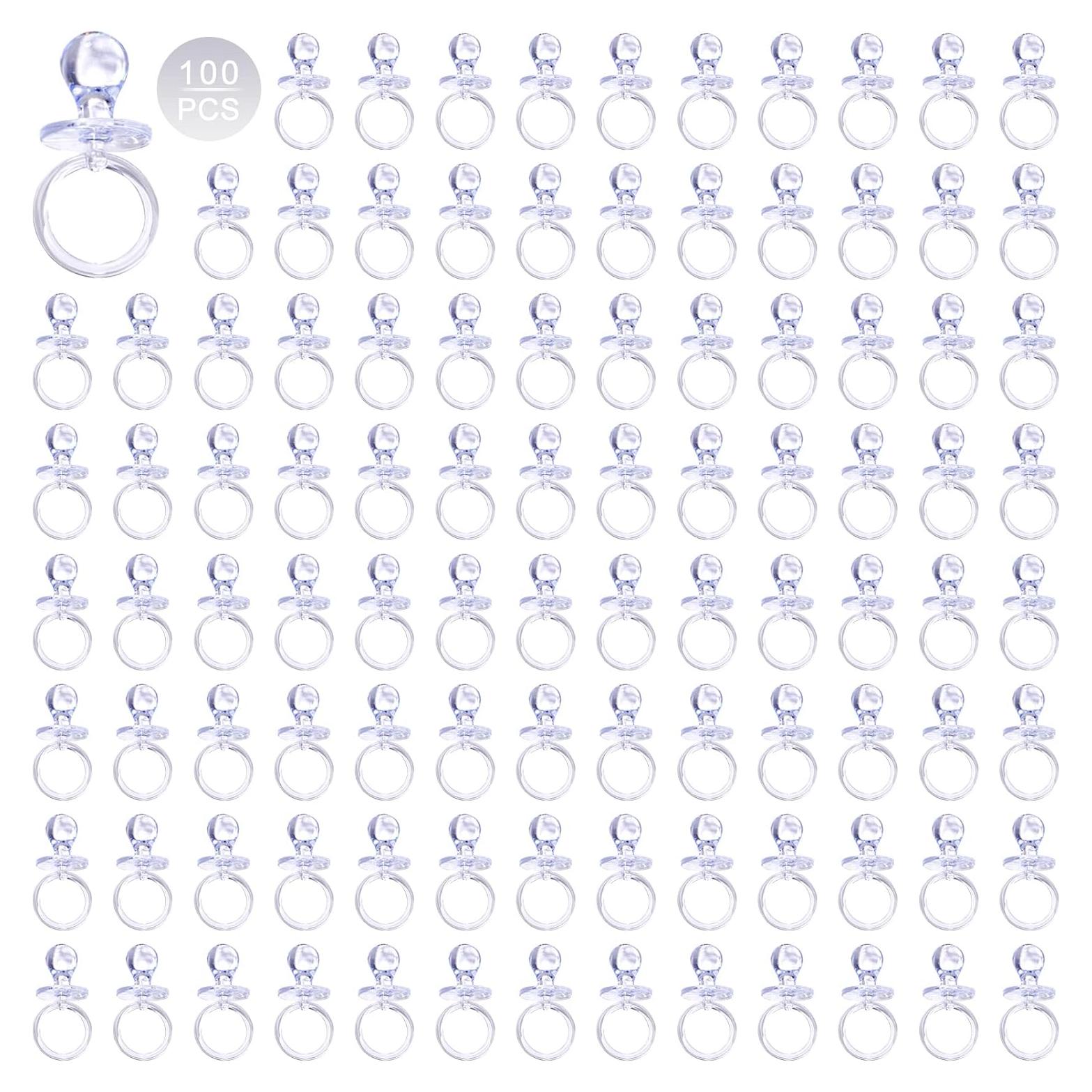 100 Chupetes de Plástico Transparentes para Baby Shower 6.99 cm