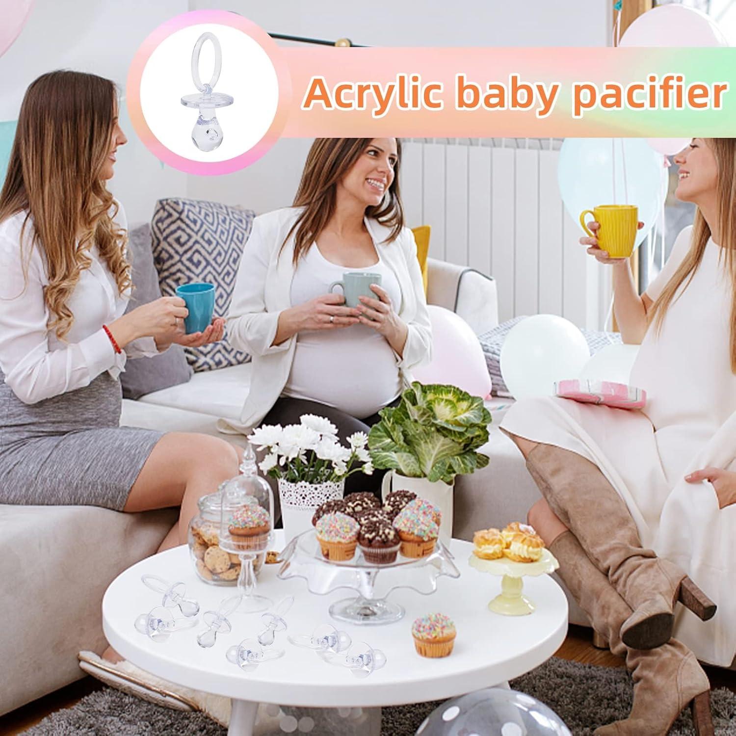 100 Chupetes de Plástico Transparentes para Baby Shower 6.99 cm