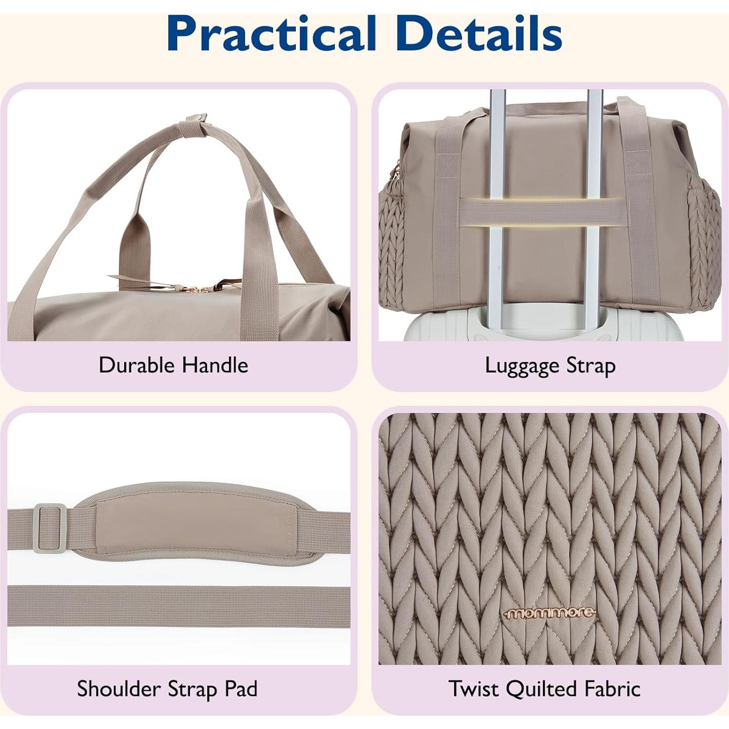 Bolsa de Pañales Tote Mommore Grande Acolchada Negra 45x23x30cm