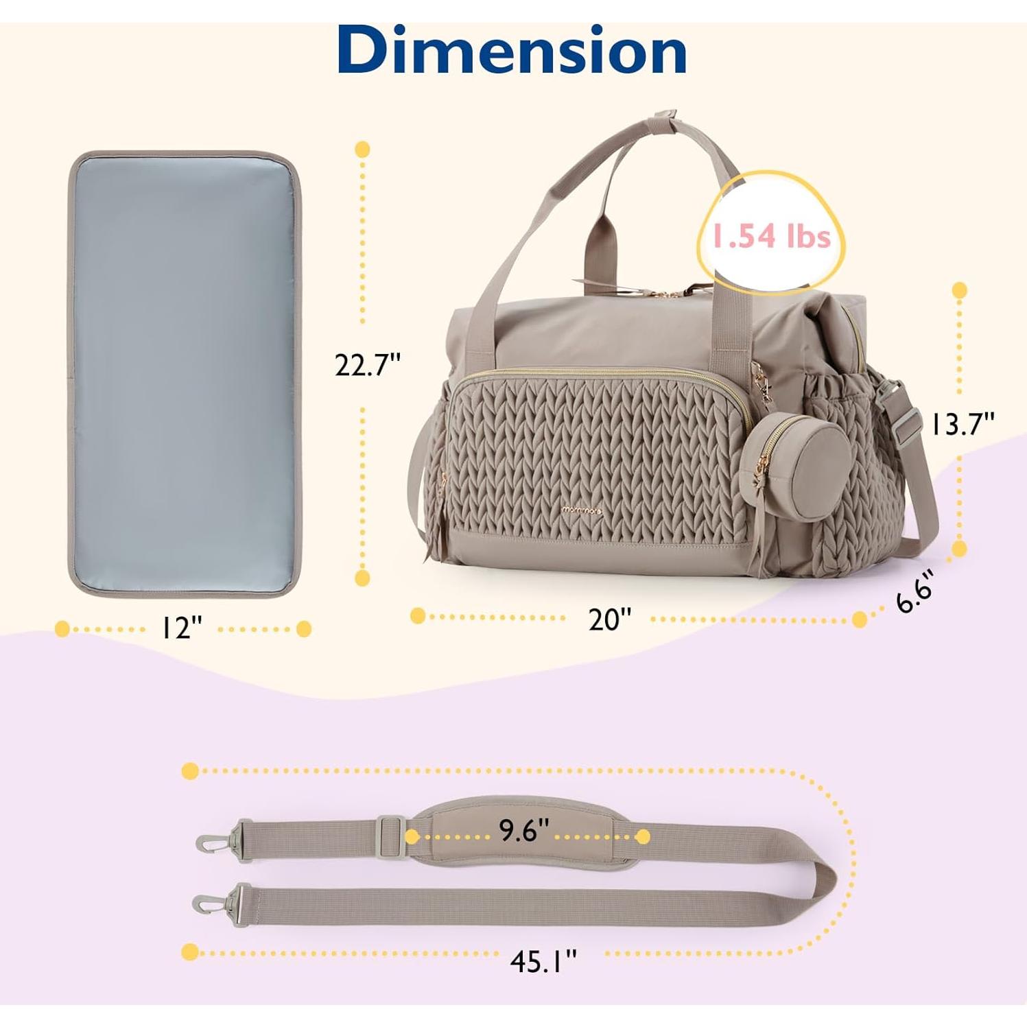 Bolsa de Pañales Tote Mommore Grande Acolchada Negra 45x23x30cm