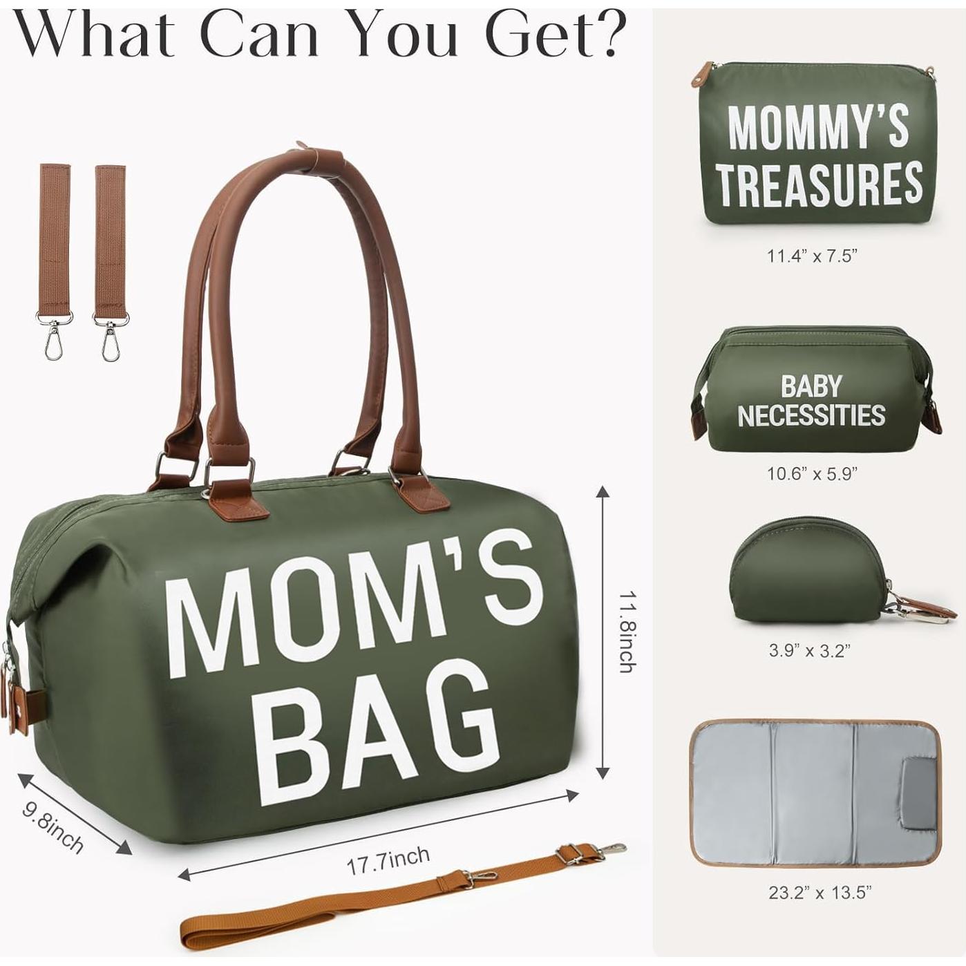 Bolsa de Pañales Printe 6 Pcs Verde Oliva con Cambiador