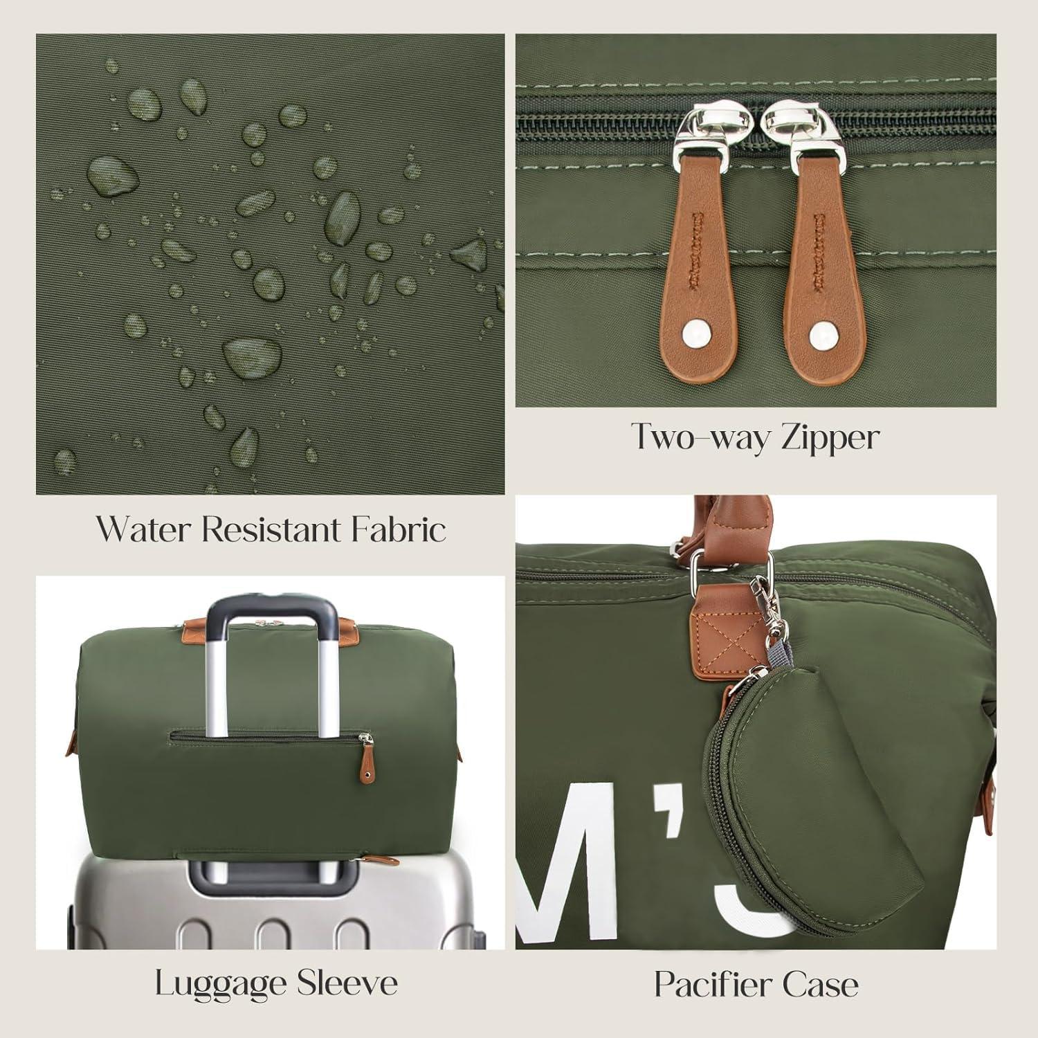 Bolsa de Pañales Printe 6 Pcs Verde Oliva con Cambiador