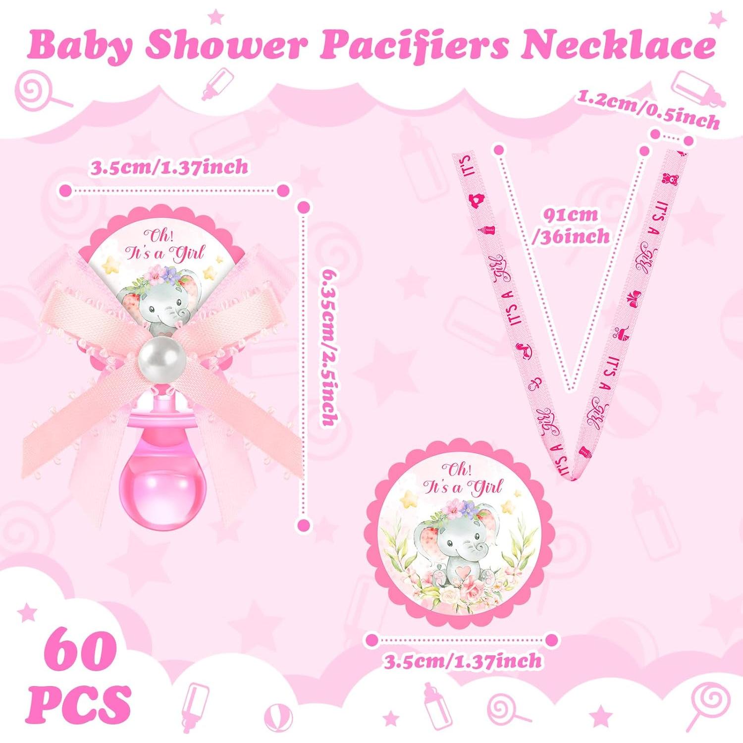 Collares de Chupete Elefante Remuuly 60 Pcs Rosa Baby Shower