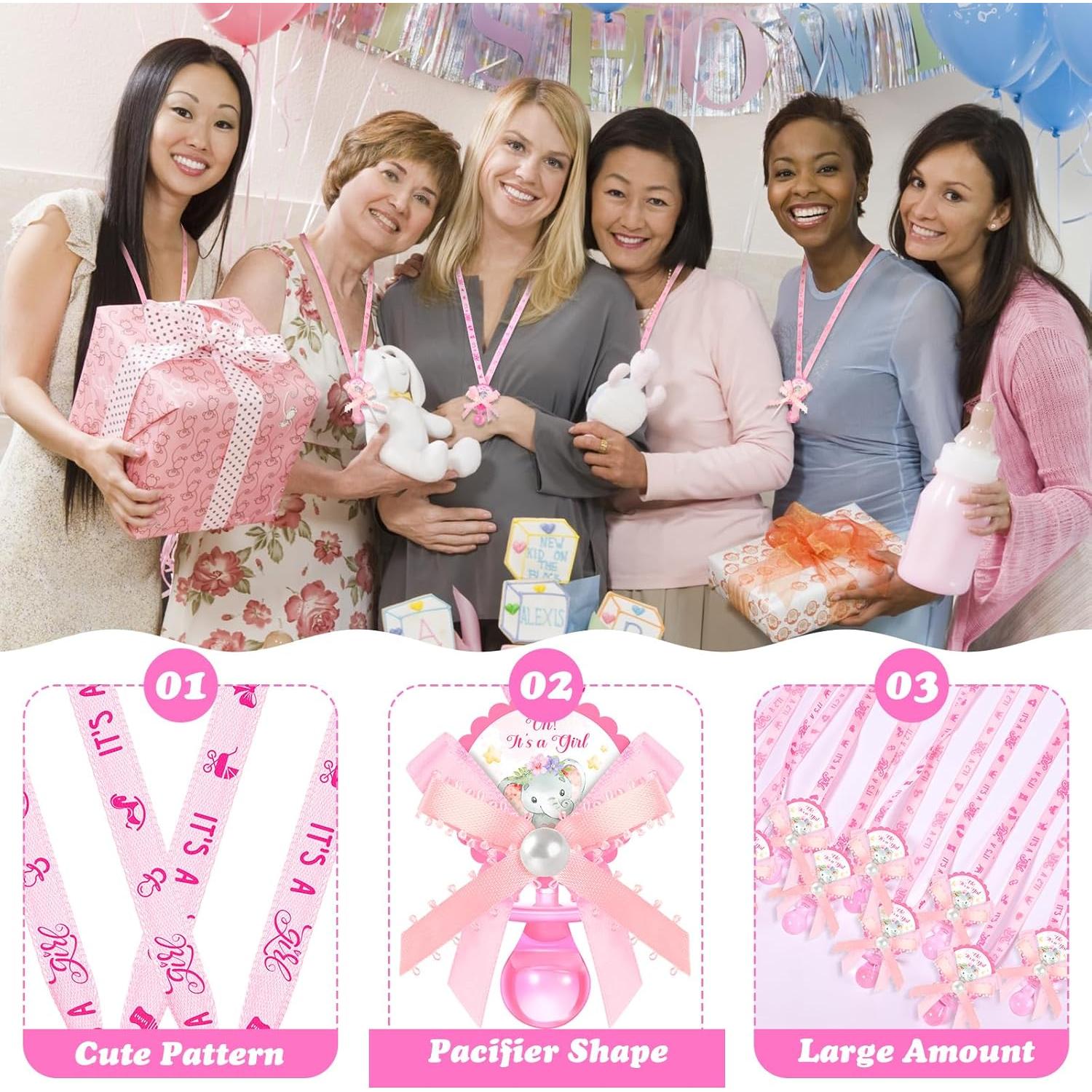 Collares de Chupete Elefante Remuuly 60 Pcs Rosa Baby Shower