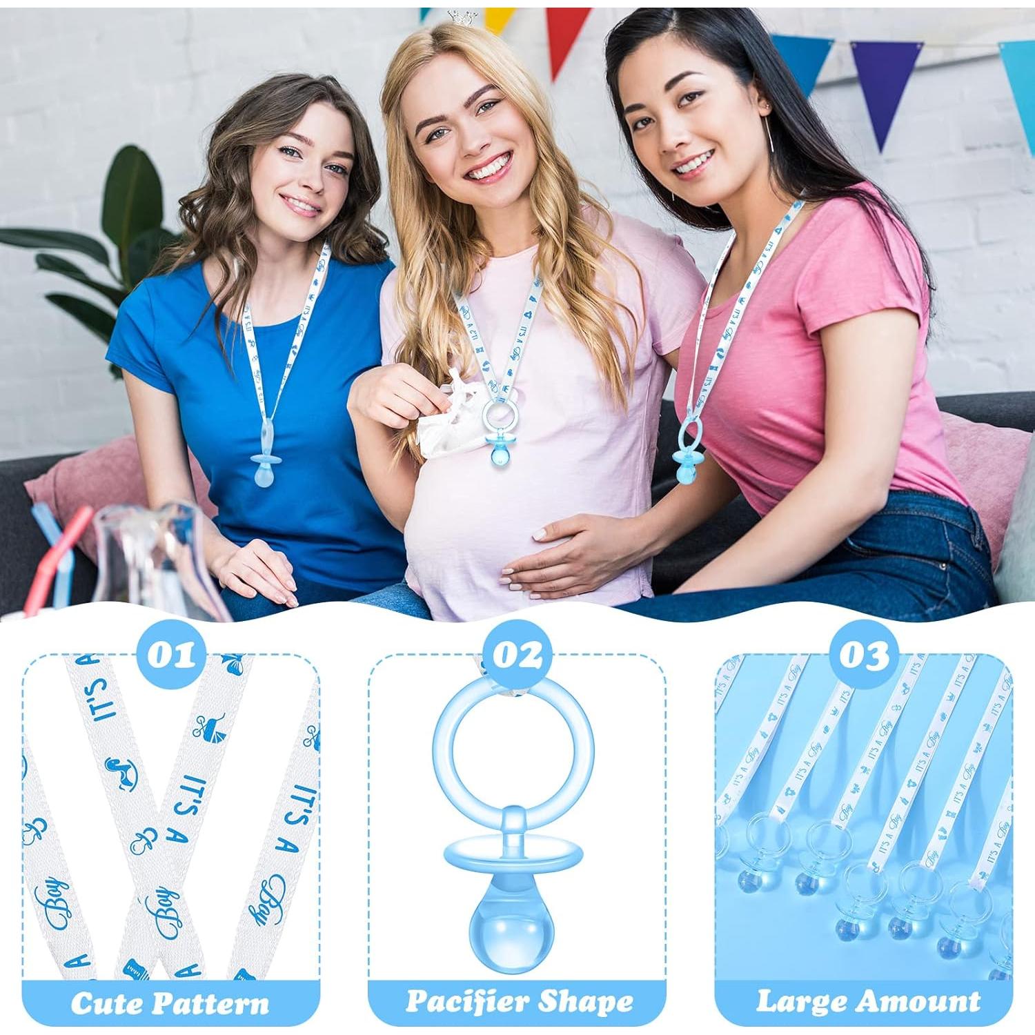 Collares de Chupetes para Baby Shower Junkin 60 Piezas Azul
