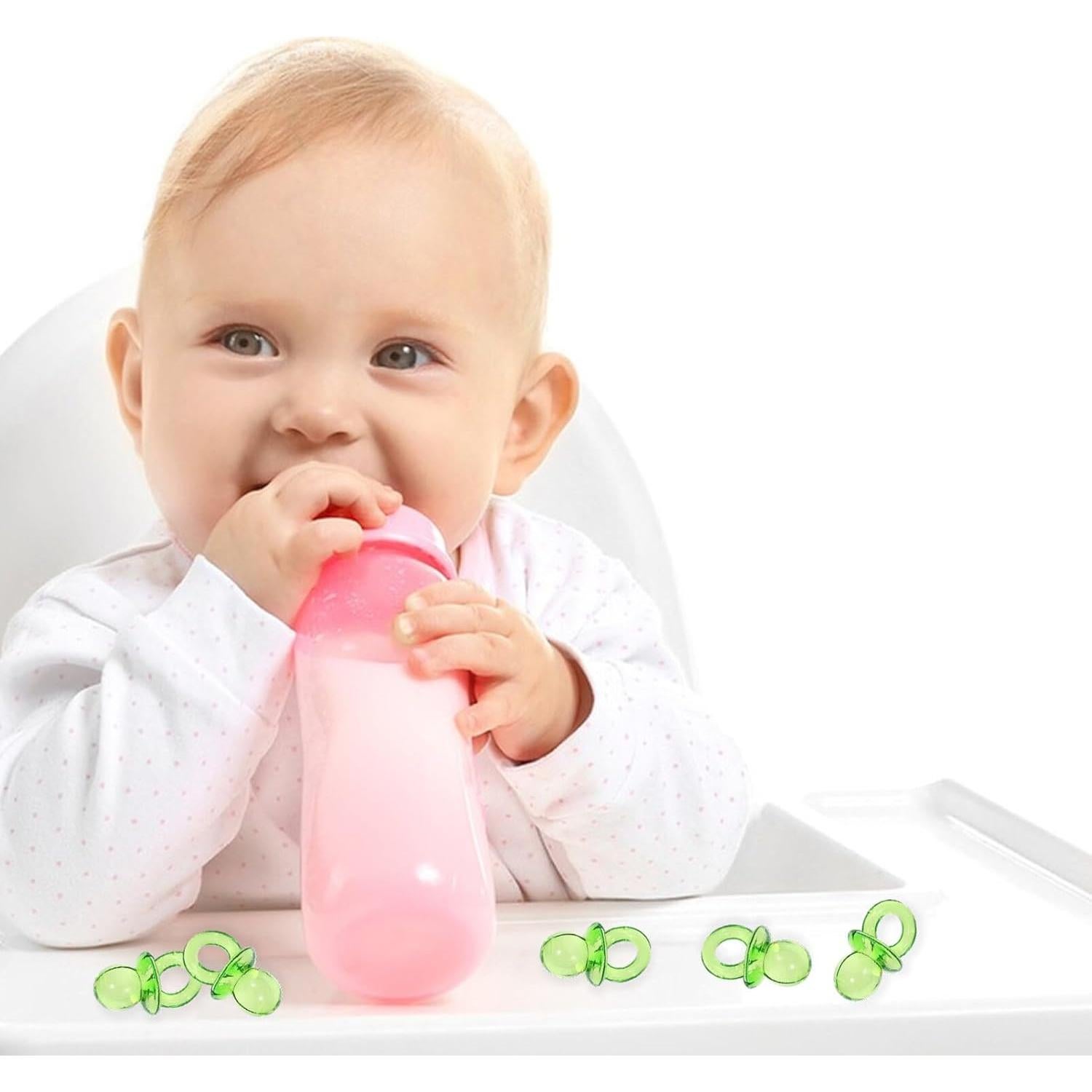 2 Mini Chupetes Acrílicos para Baby Shower - Decoración Verde