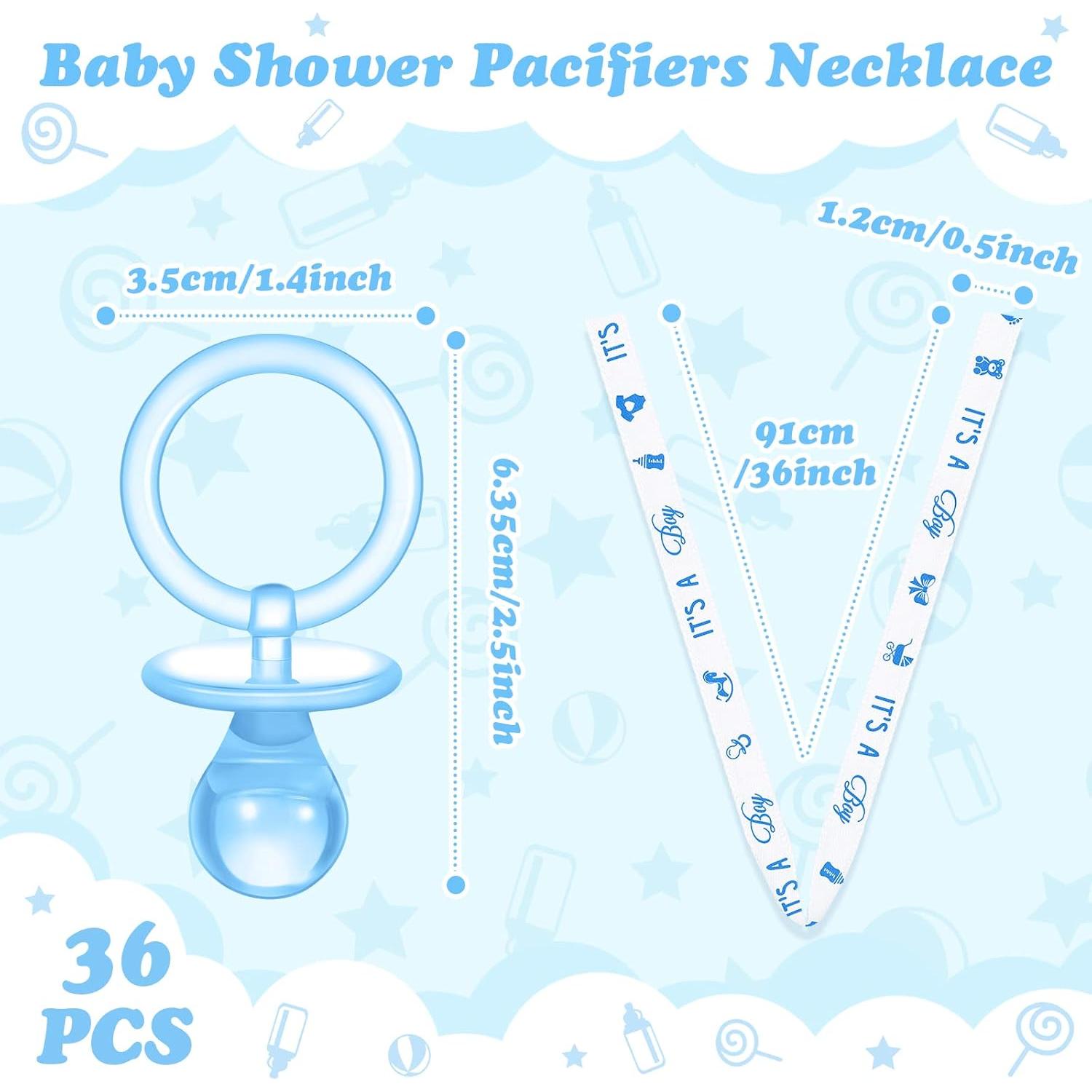 Collar de Chupetes Acrílicos Baby Shower 36 Piezas Azul Blanco