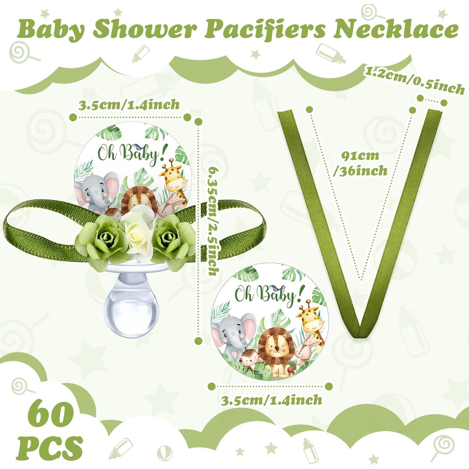 Collares de Chupete para Baby Shower Quelay 60 Pcs Animales