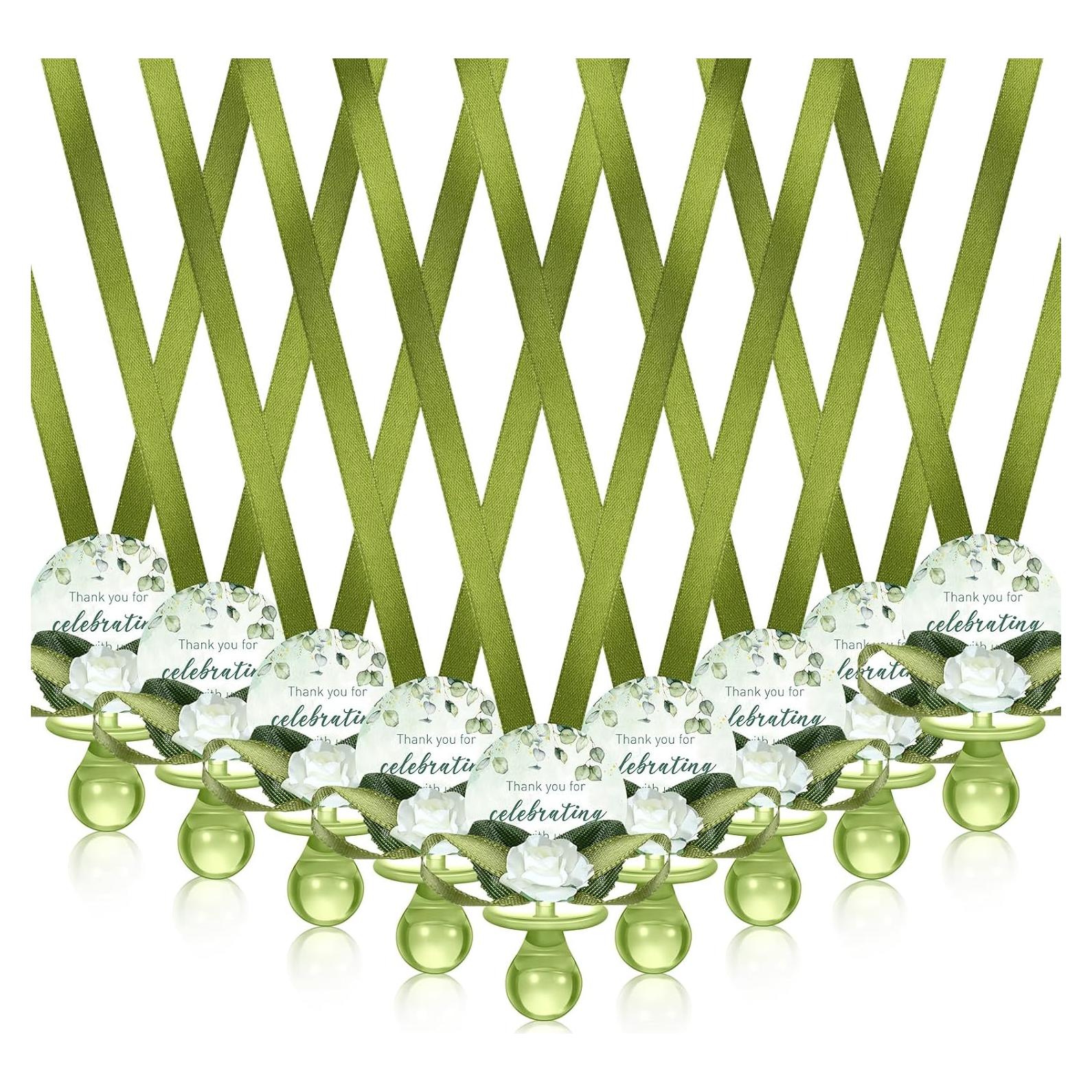 Collares de Chupete Acrílico Coume 48 Pcs Baby Shower Verde Salvia
