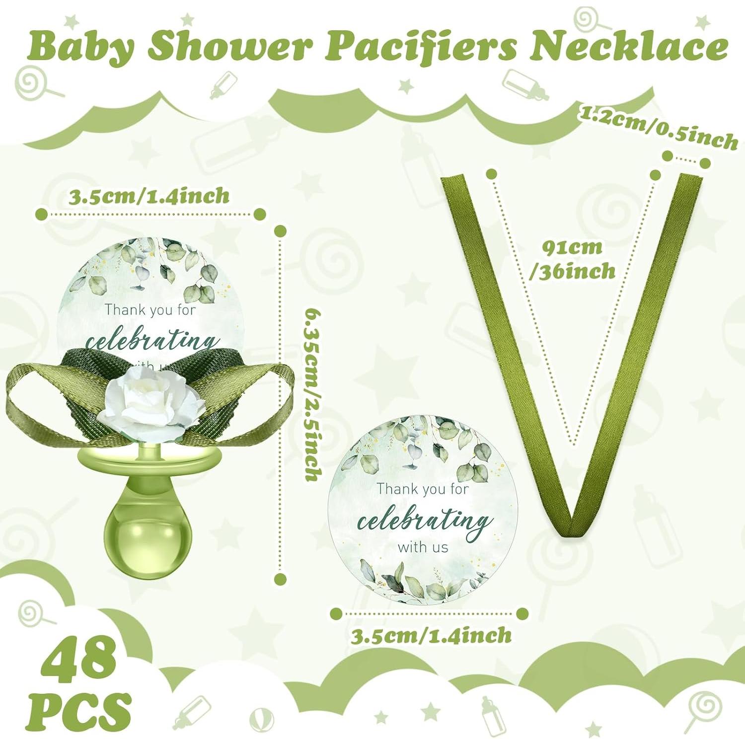 Collares de Chupete Acrílico Coume 48 Pcs Baby Shower Verde Salvia