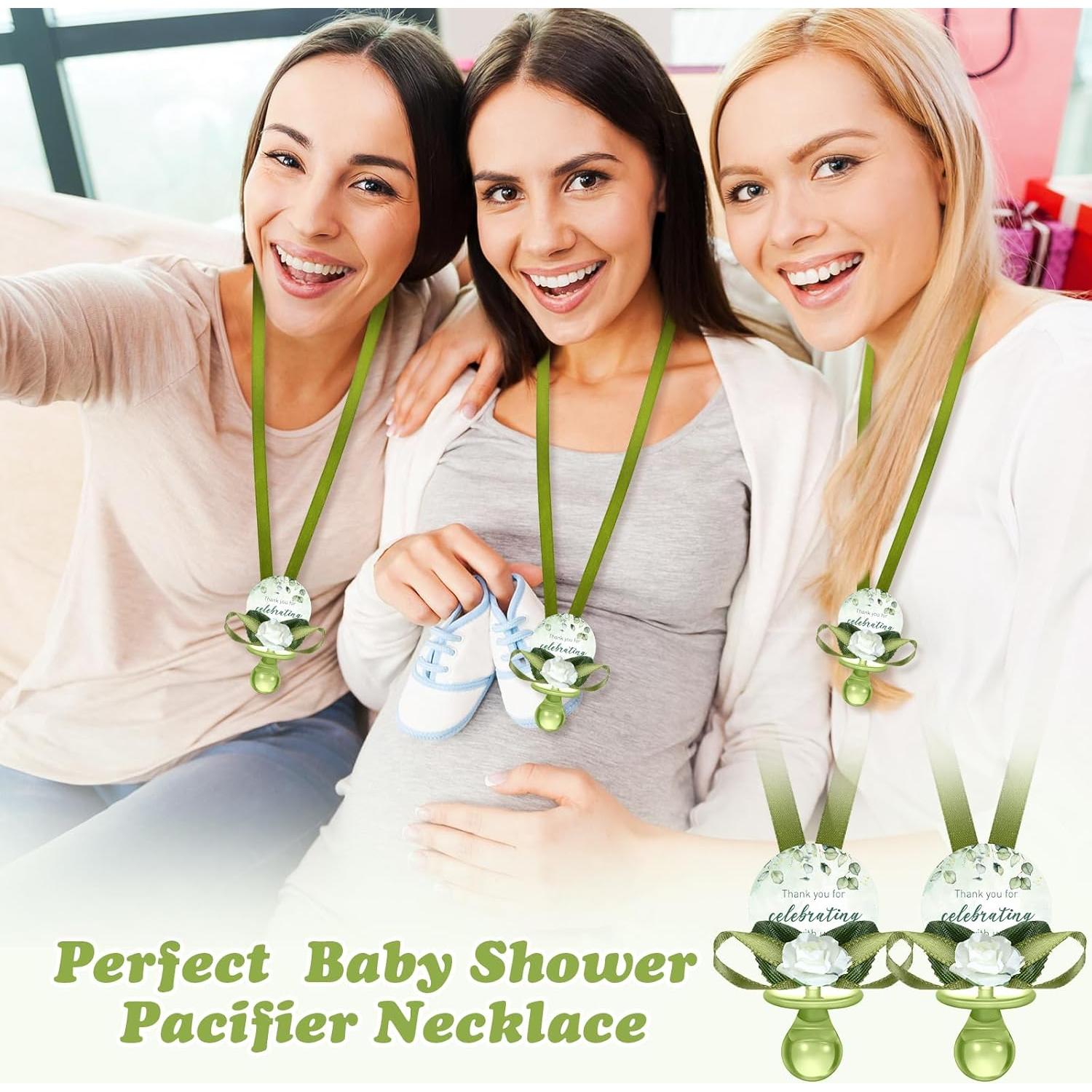 Collares de Chupete Acrílico Coume 48 Pcs Baby Shower Verde Salvia