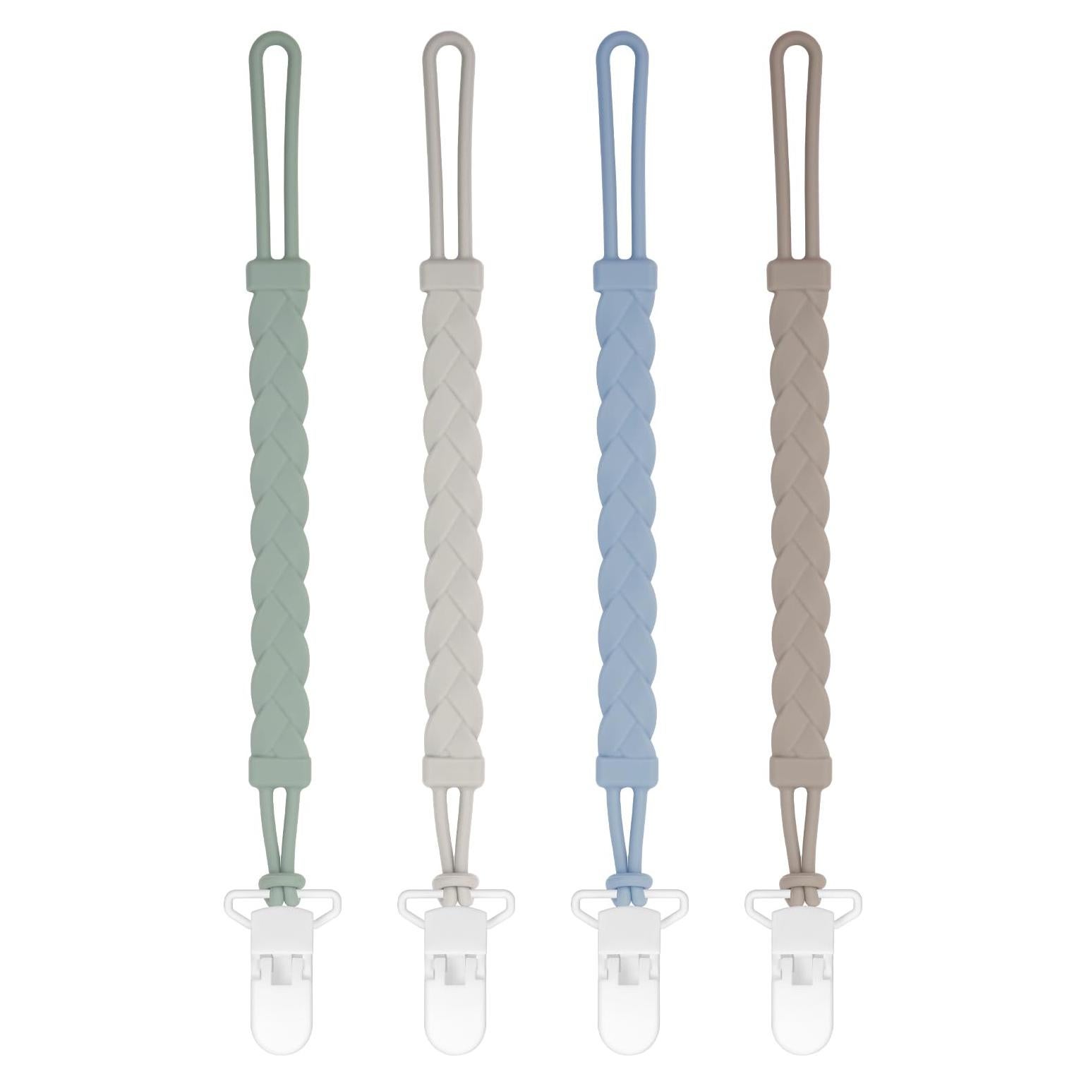 Clip de Chupete de Silicona 100% Grado Alimenticio - Paquete de 4