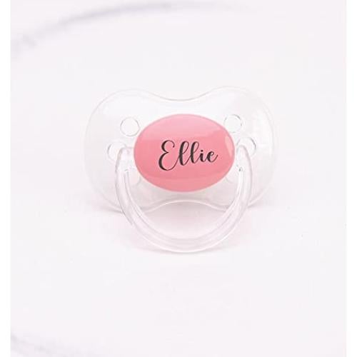 Chupetes Personalizados con Nombre - Paquete de 3 Rosa y Blanco - 0-6 y 6-18 Meses