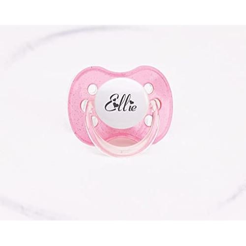 Chupetes Personalizados con Nombre - Paquete de 3 Rosa y Blanco - 0-6 y 6-18 Meses