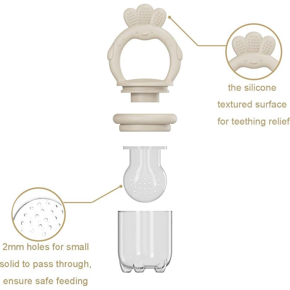 Alimentador de Comida para Bebés Silicona 2 Pcs Rosa Amarillo