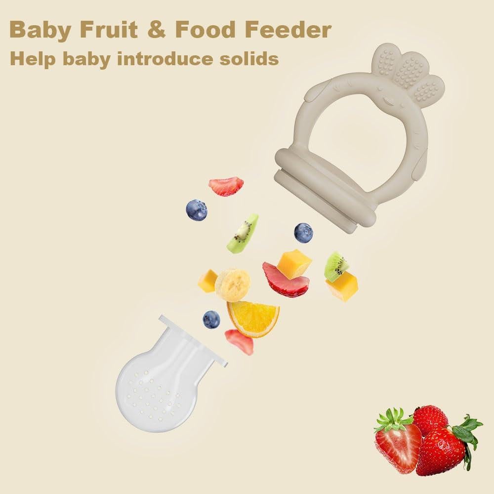 Alimentador de Comida para Bebés Silicona 2 Pcs Rosa Amarillo