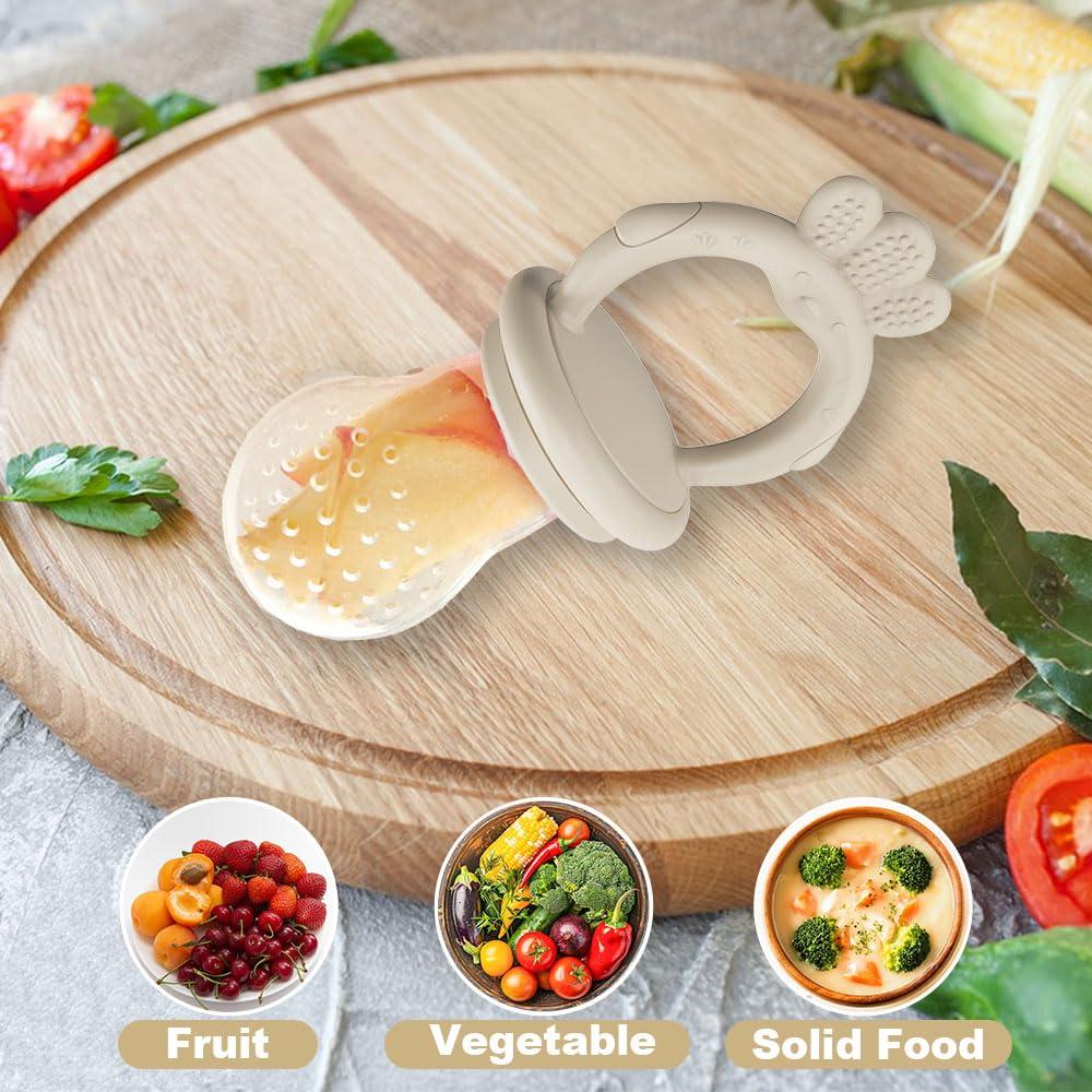 Alimentador de Comida para Bebés Silicona 2 Pcs Rosa Amarillo