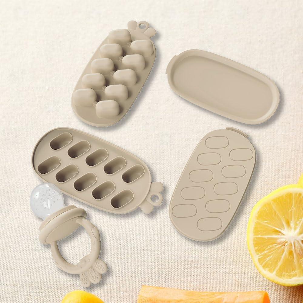 Alimentador de Comida para Bebés Silicona 2 Pcs Rosa Amarillo