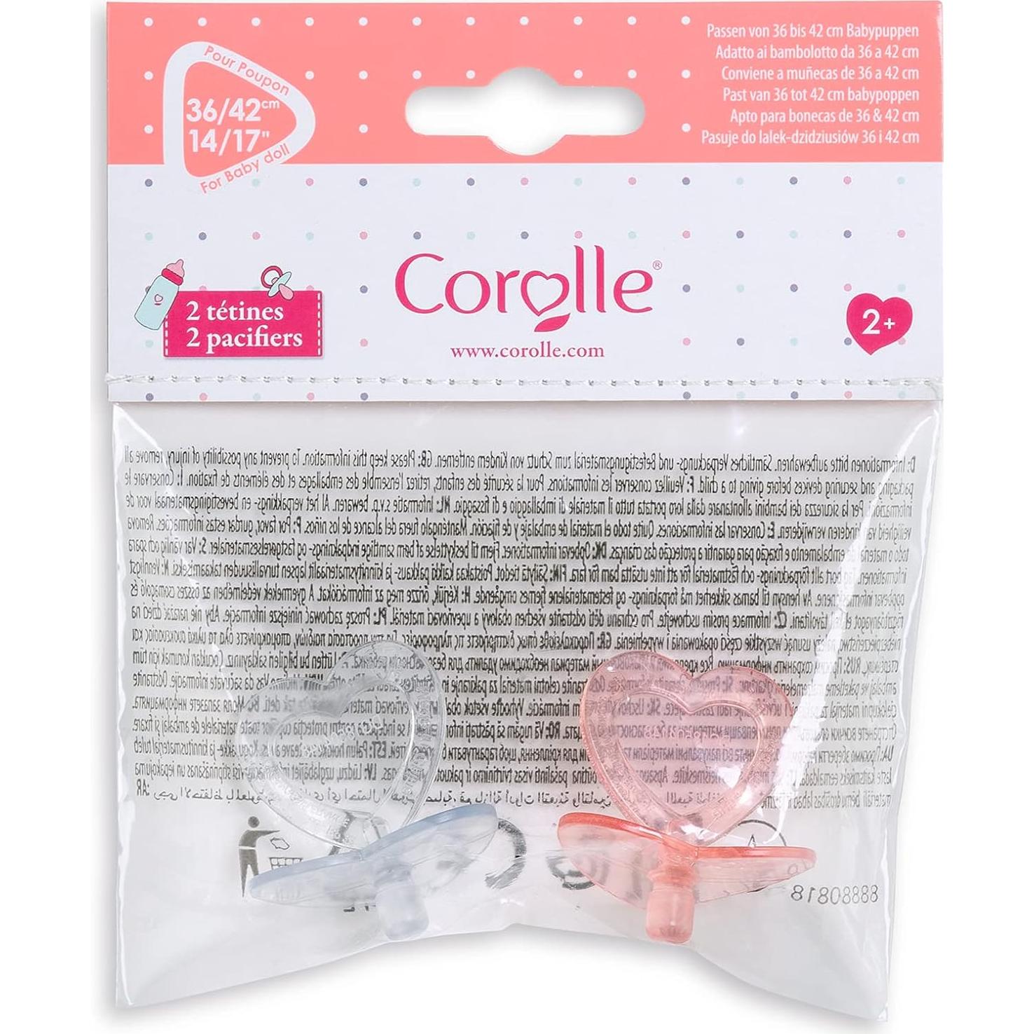 Chupetes Corolle para muñecas 14-17" (2 paquetes) rosa/gris