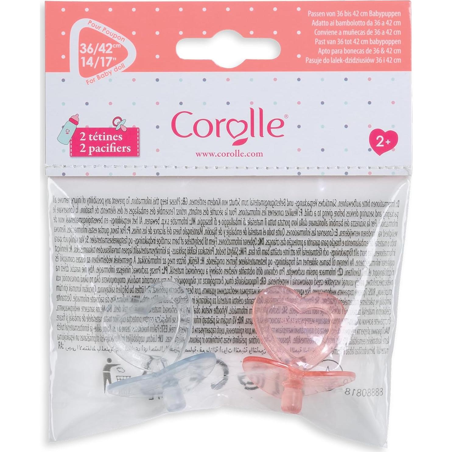 Chupetes Corolle para muñecas 14-17" (2 paquetes) rosa/gris