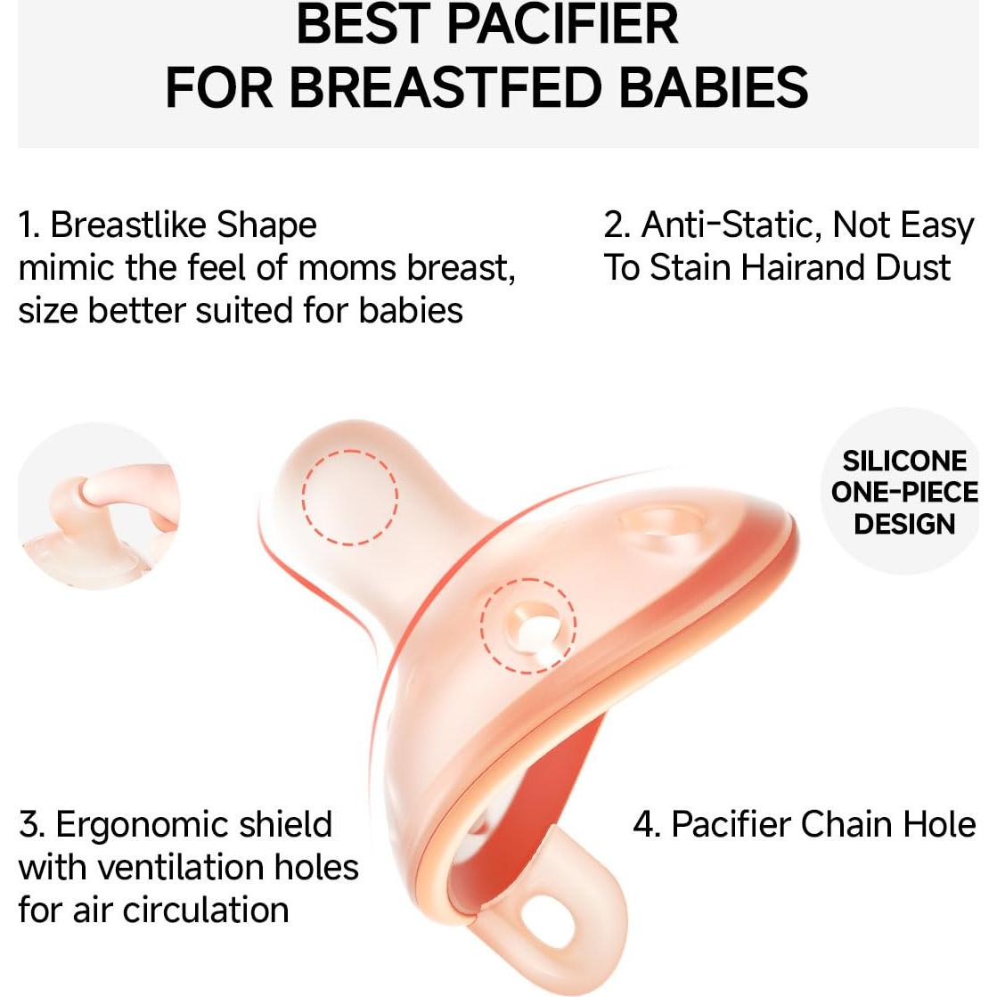 Chupetes para Bebés 0-6 Meses Silicona BPA Libre Set de 4