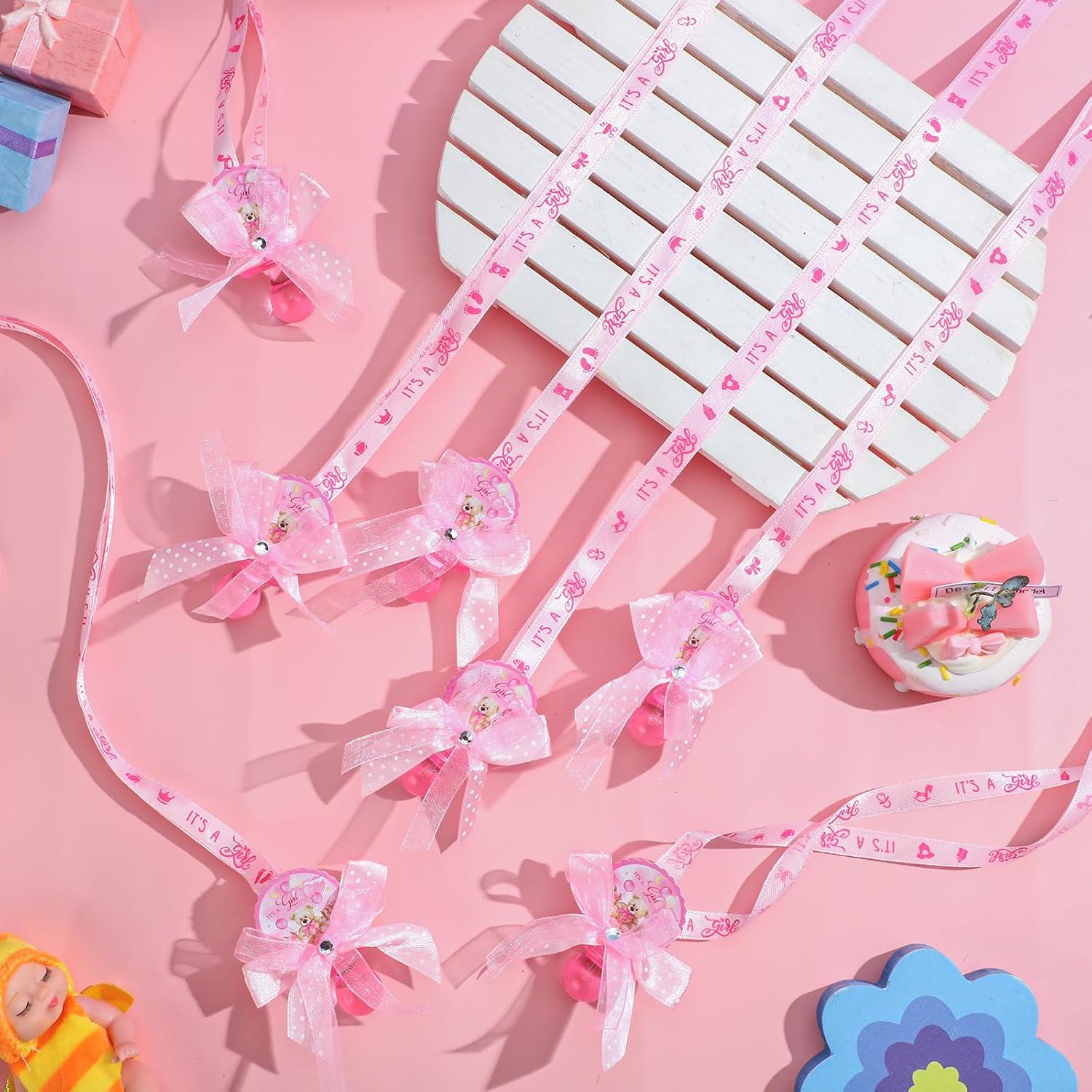 60 Collares de Chupete Rosa Oso para Baby Shower Decoración