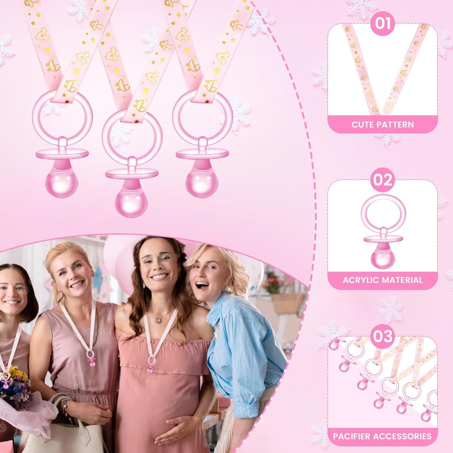 Collares de Chupete Rosa 60 Pcs - Decoración Baby Shower