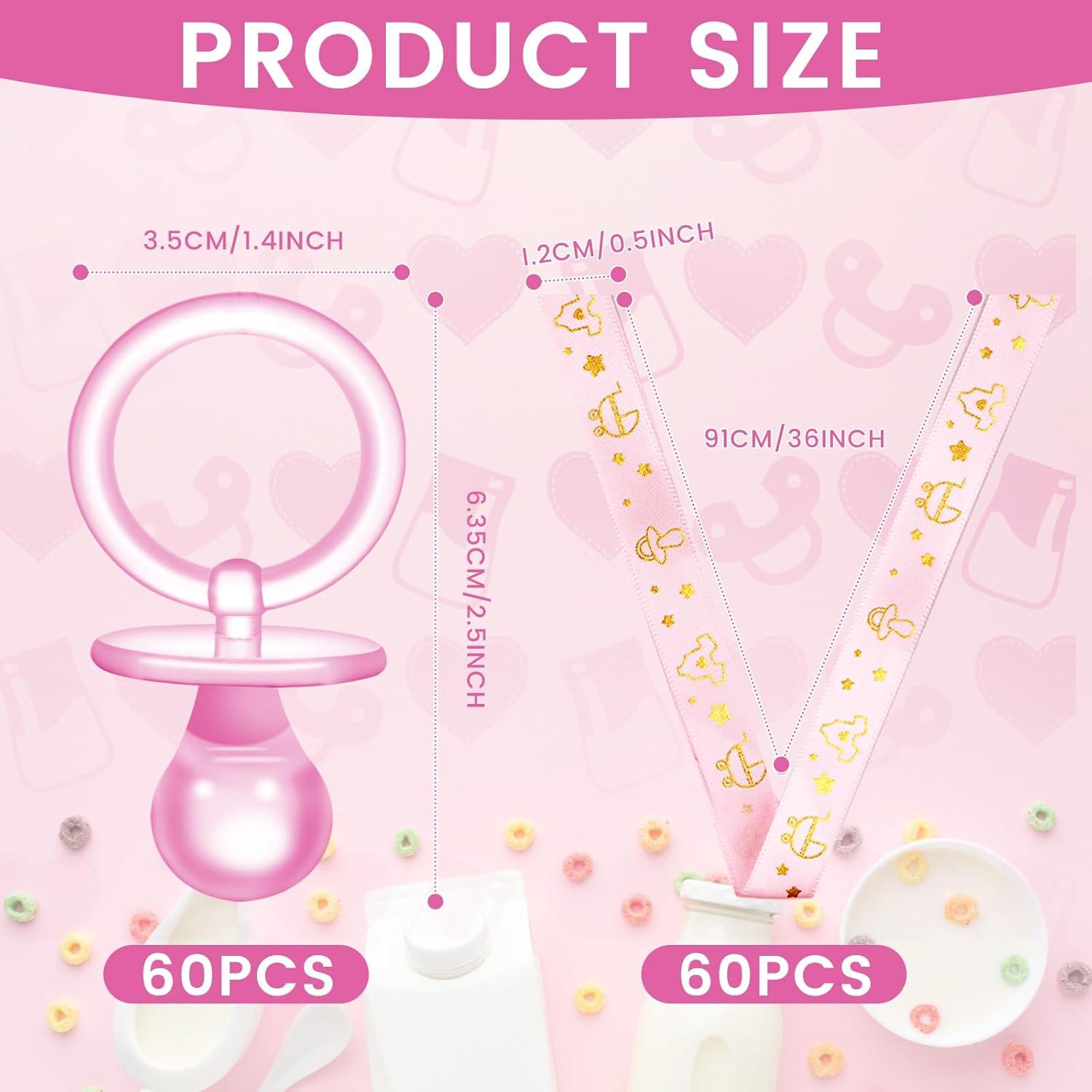 Collares de Chupete Rosa 60 Pcs - Decoración Baby Shower