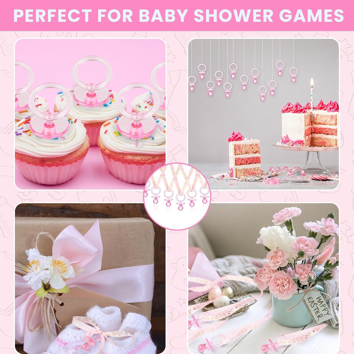 Collares de Chupete Rosa 60 Pcs - Decoración Baby Shower