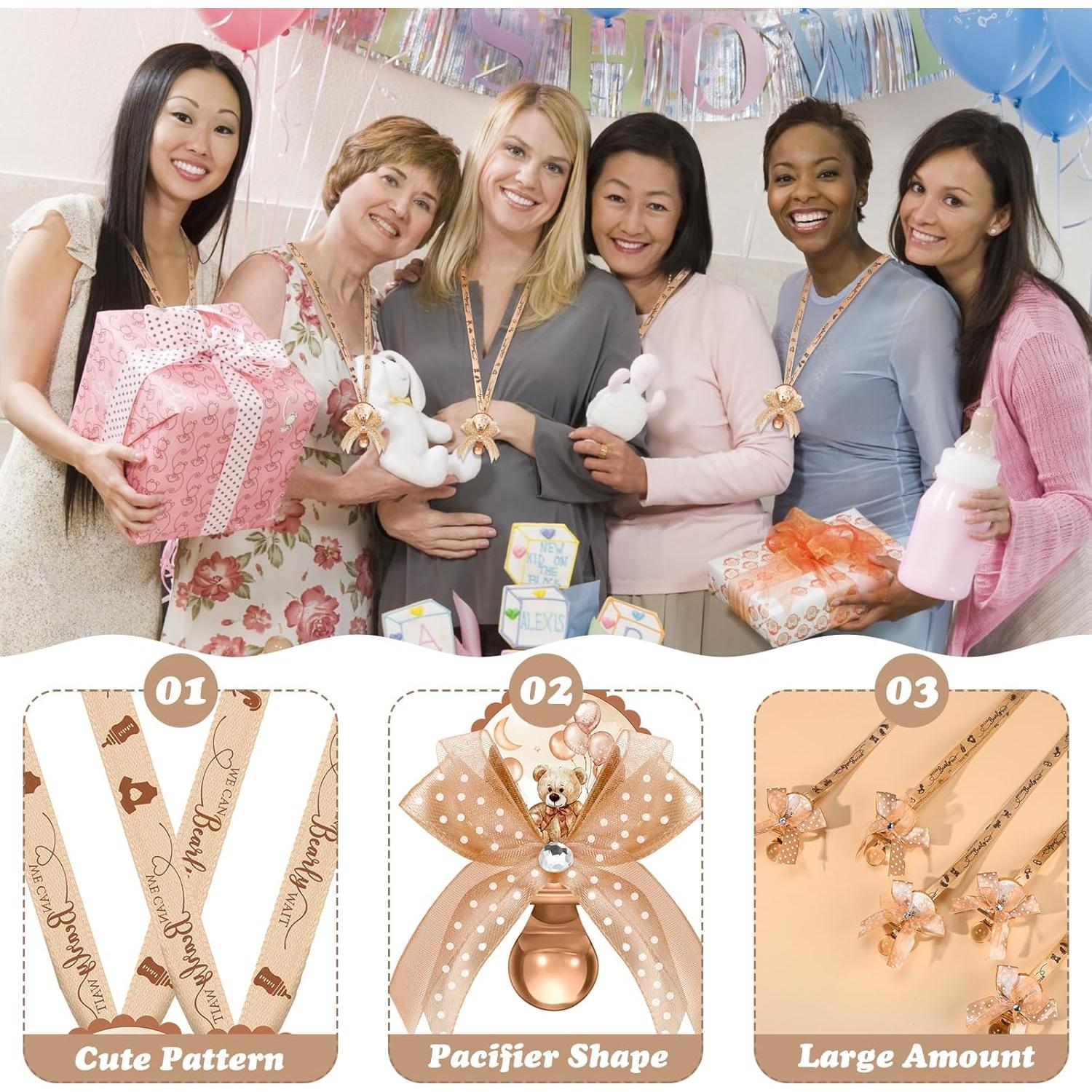 Hotop 36 Collares de Chupete Acrílico Baby Shower Niña