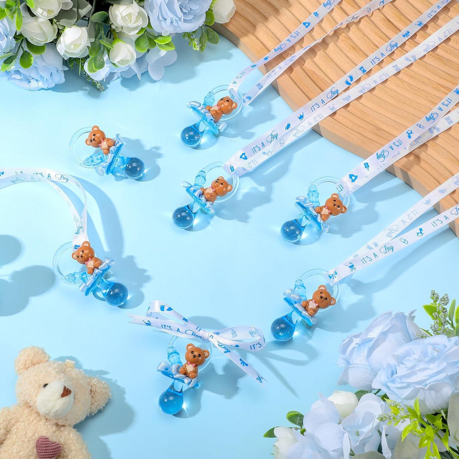 Collar de Chupetes Baby Shower Coume 36 Pcs Oso Azul Blanco
