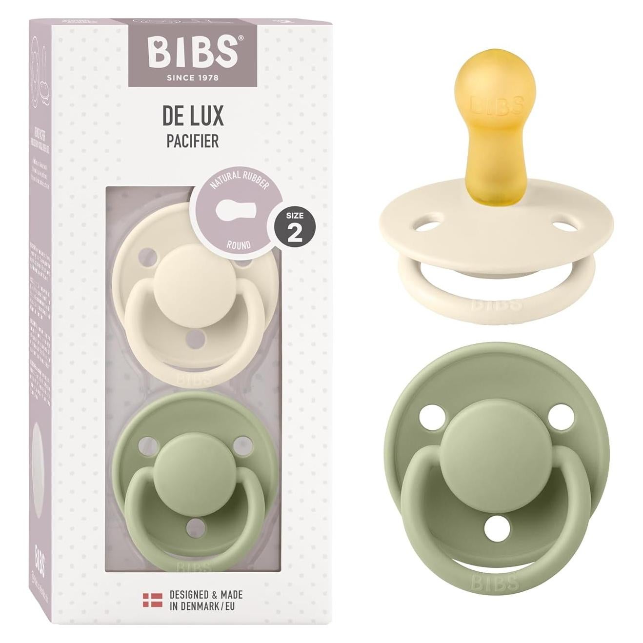 Chupetes BIBS De Lux Set 2 Marfil/Salvia 6-18 meses