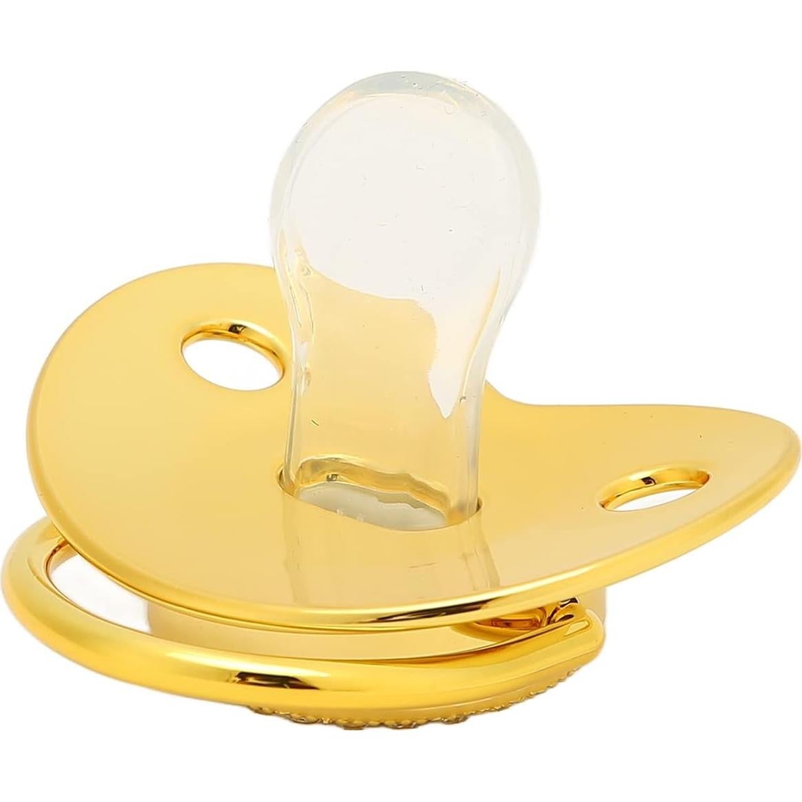 Chupete Dorado para Bebé con Clip - Diseño Curvado 6-18 Meses