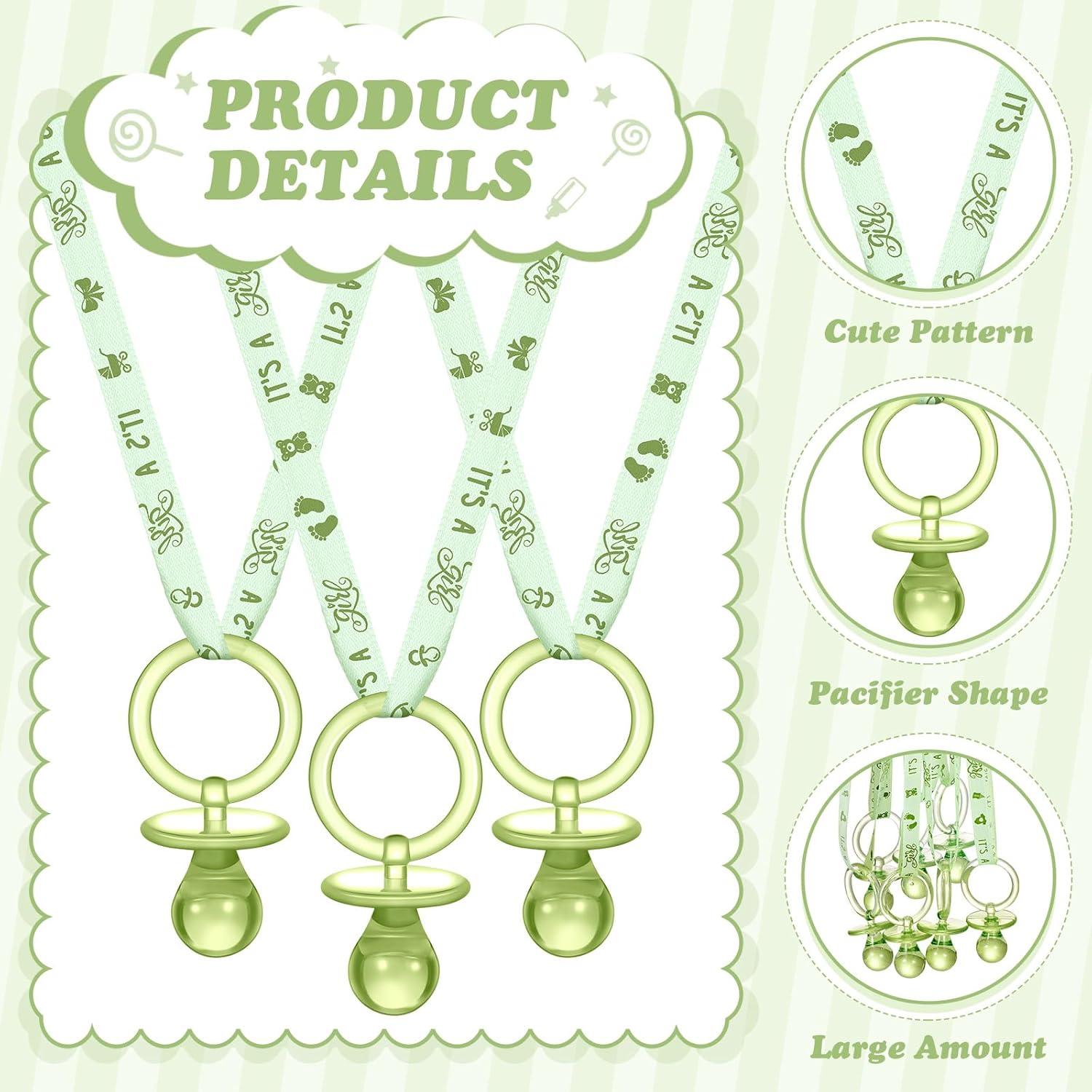 Collares de Chupetes Acrílicos Junkin 60 Piezas Baby Shower Verde