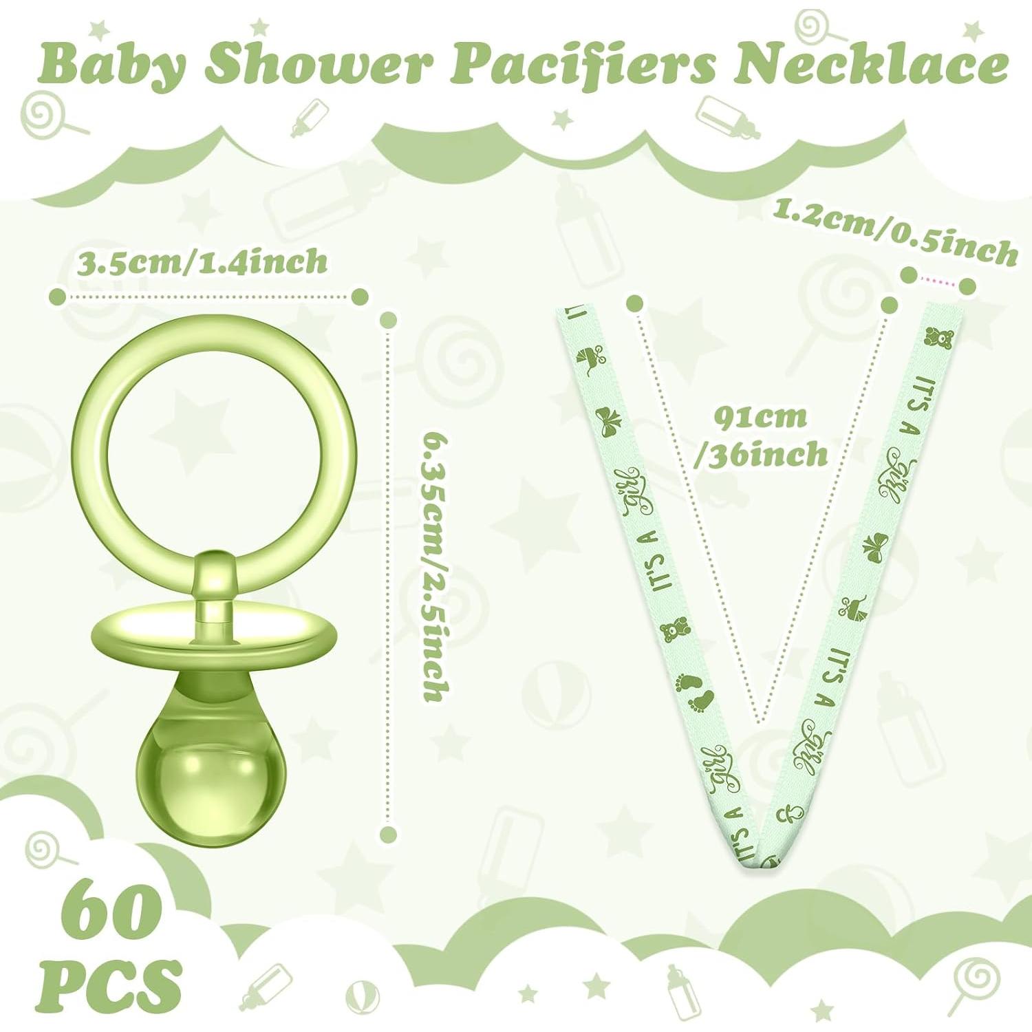 Collares de Chupetes Acrílicos Junkin 60 Piezas Baby Shower Verde