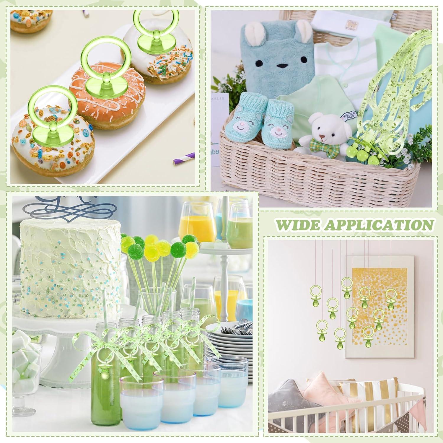 Collares de Chupetes Acrílicos Junkin 60 Piezas Baby Shower Verde