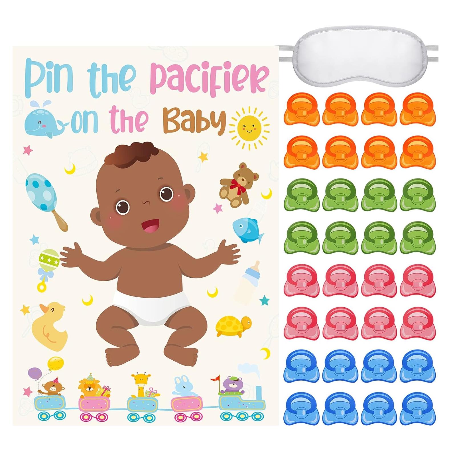 Juego de Baby Shower Afroamericano Yinder con 36 Pegatinas