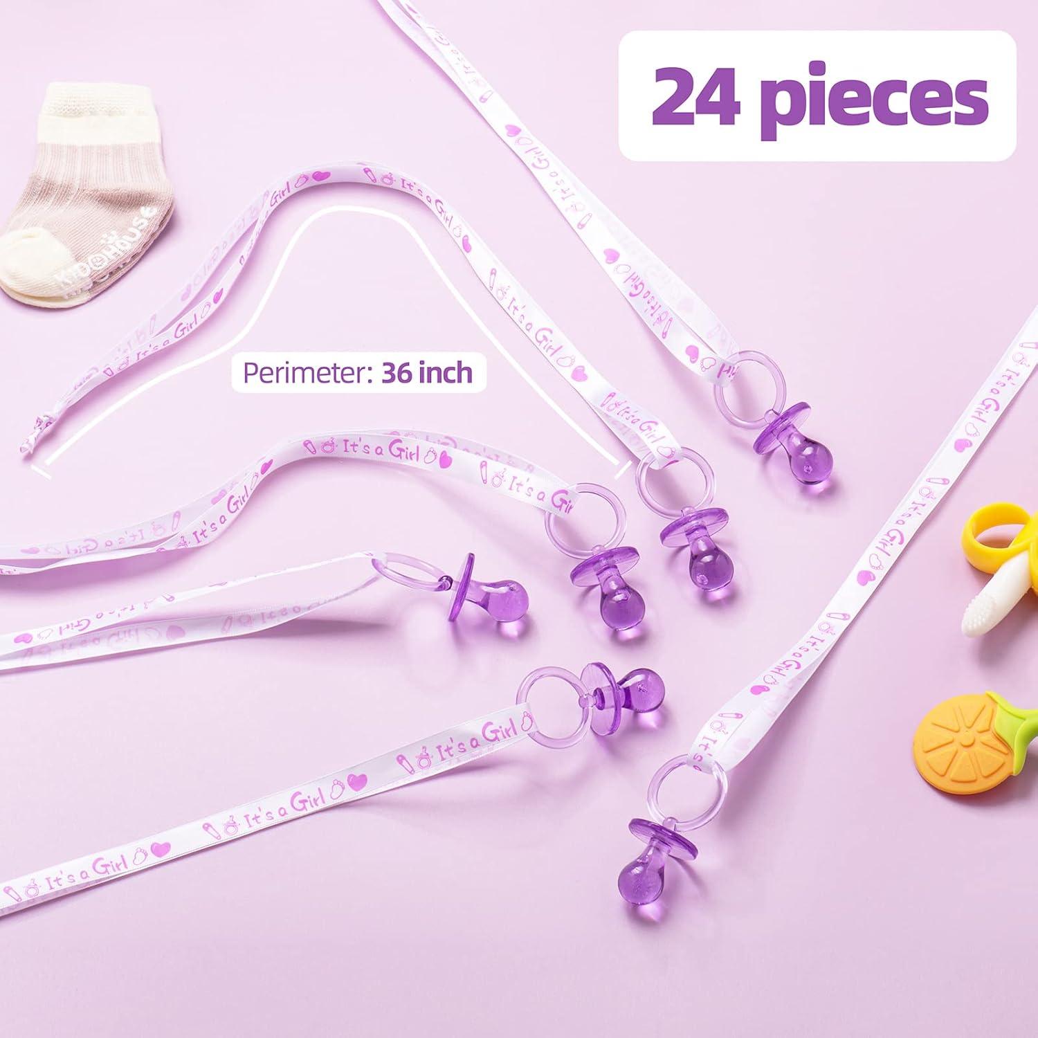 Collares de Chupetes para Baby Shower - 24 Piezas Morado