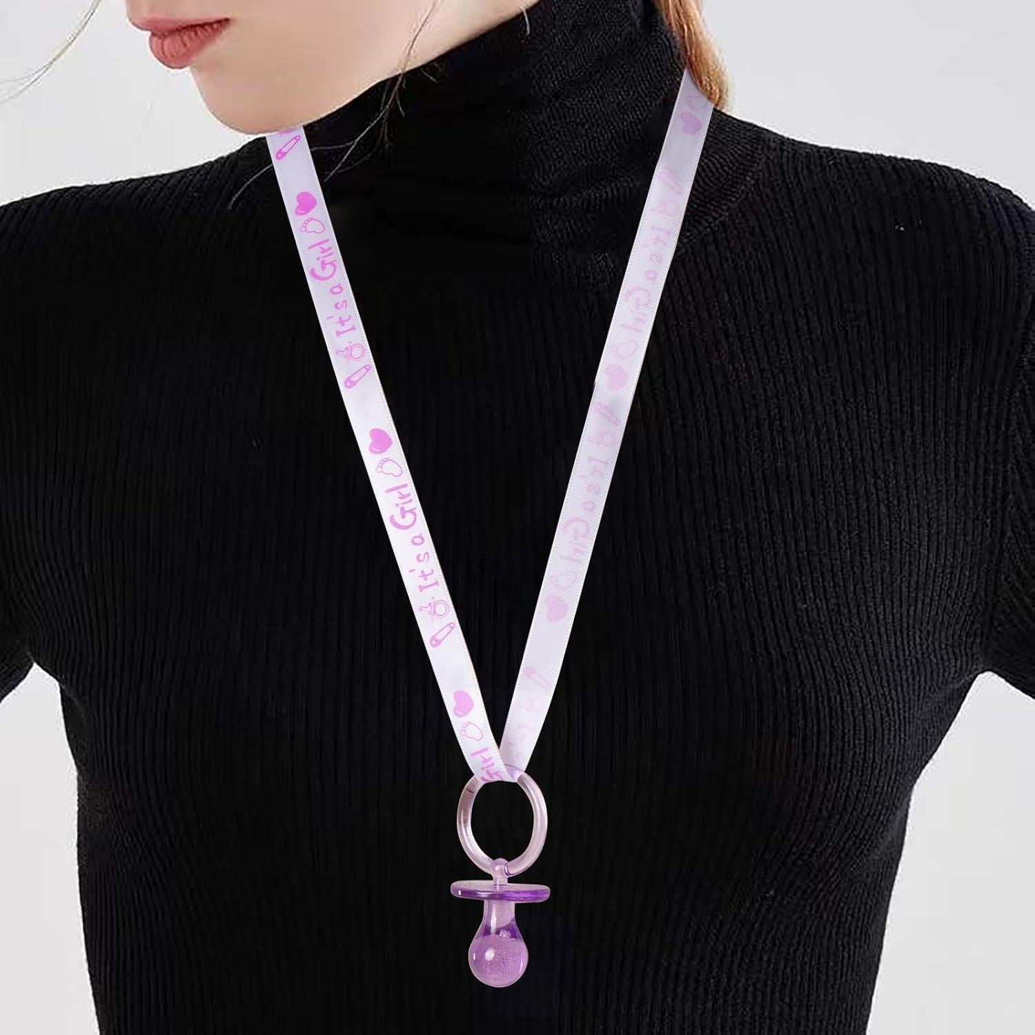 Collares de Chupetes para Baby Shower - 24 Piezas Morado