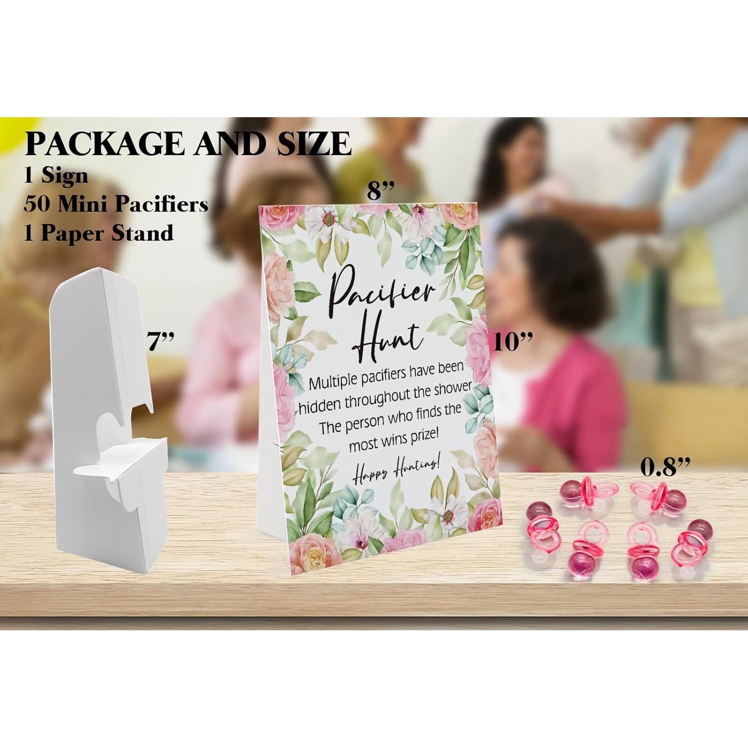 Juego de Chupetes Acrílicos Mini y Cartel para Baby Shower 20x25 cm