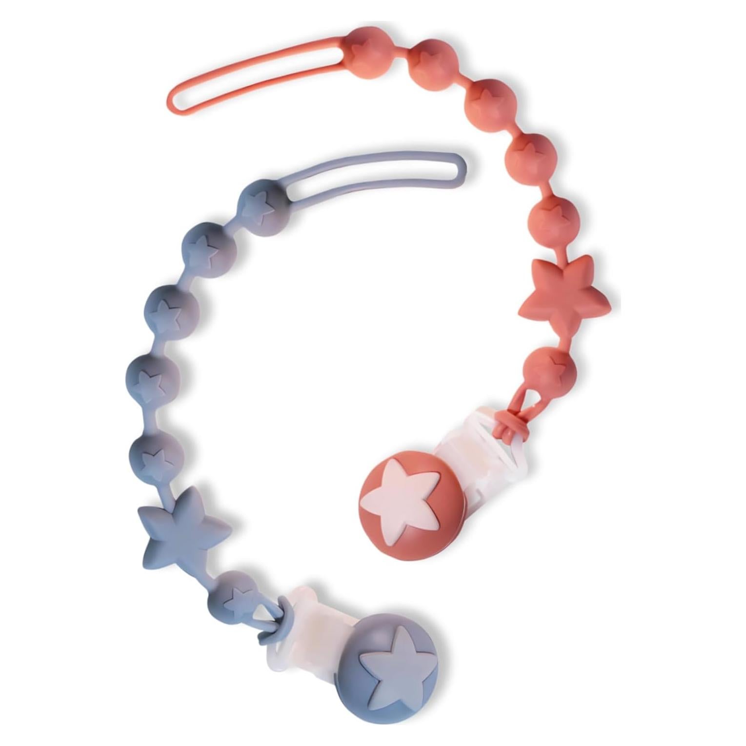 Clip de Chupete de Silicona PC-TA Terracota y Azul - Paquete de 2