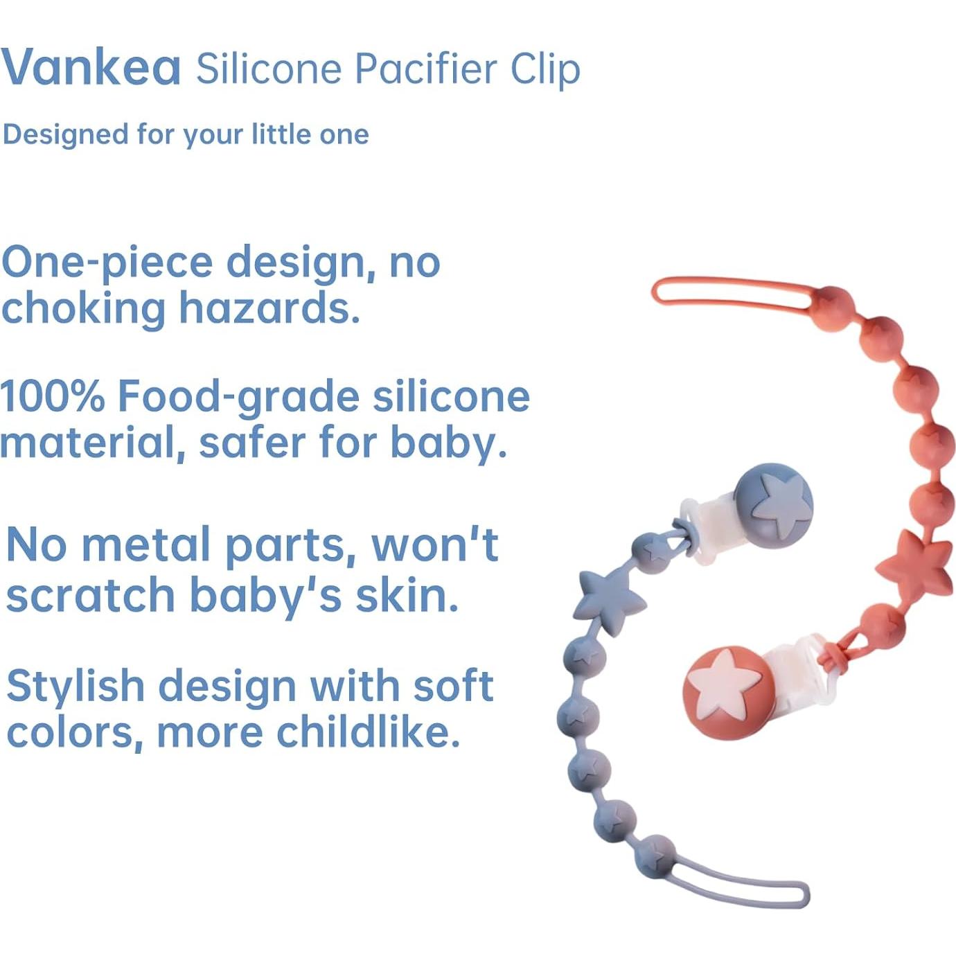 Clip de Chupete de Silicona PC-TA Terracota y Azul - Paquete de 2