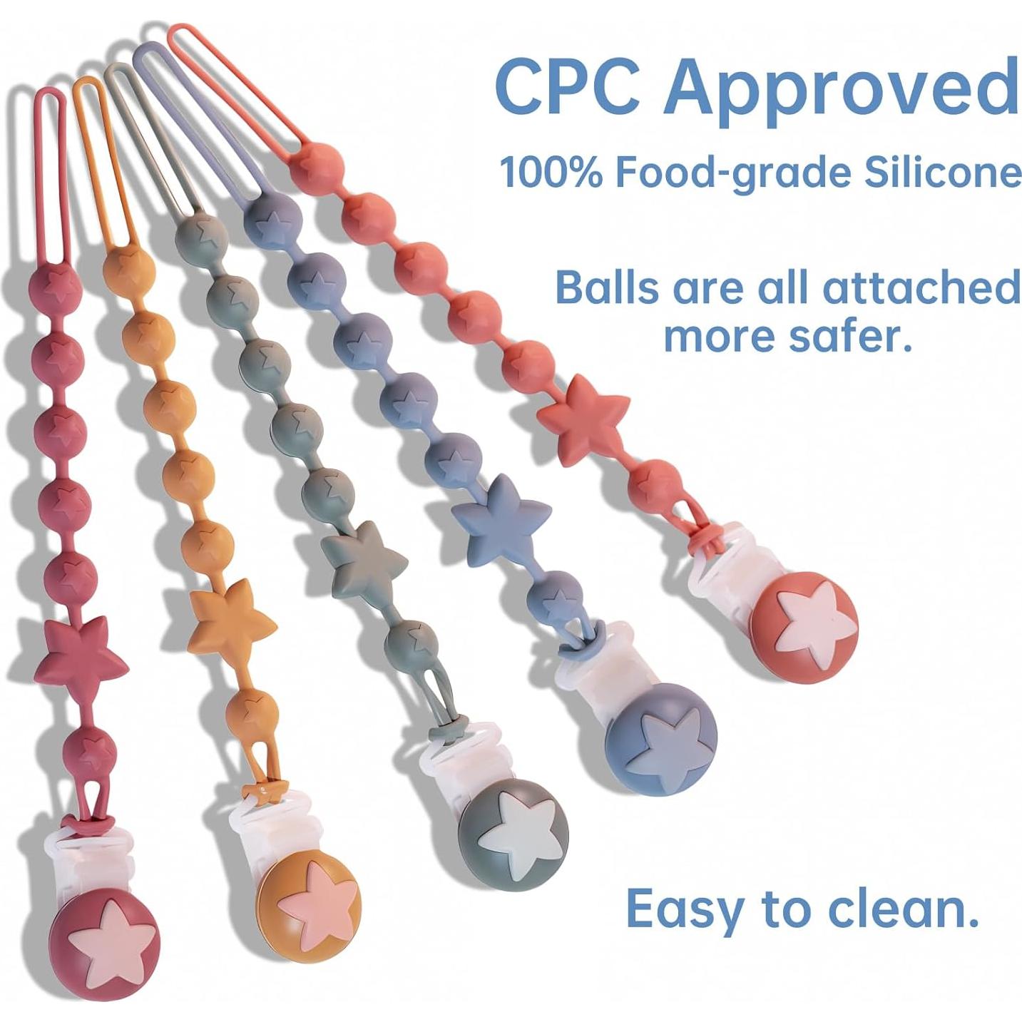 Clip de Chupete de Silicona PC-TA Terracota y Azul - Paquete de 2