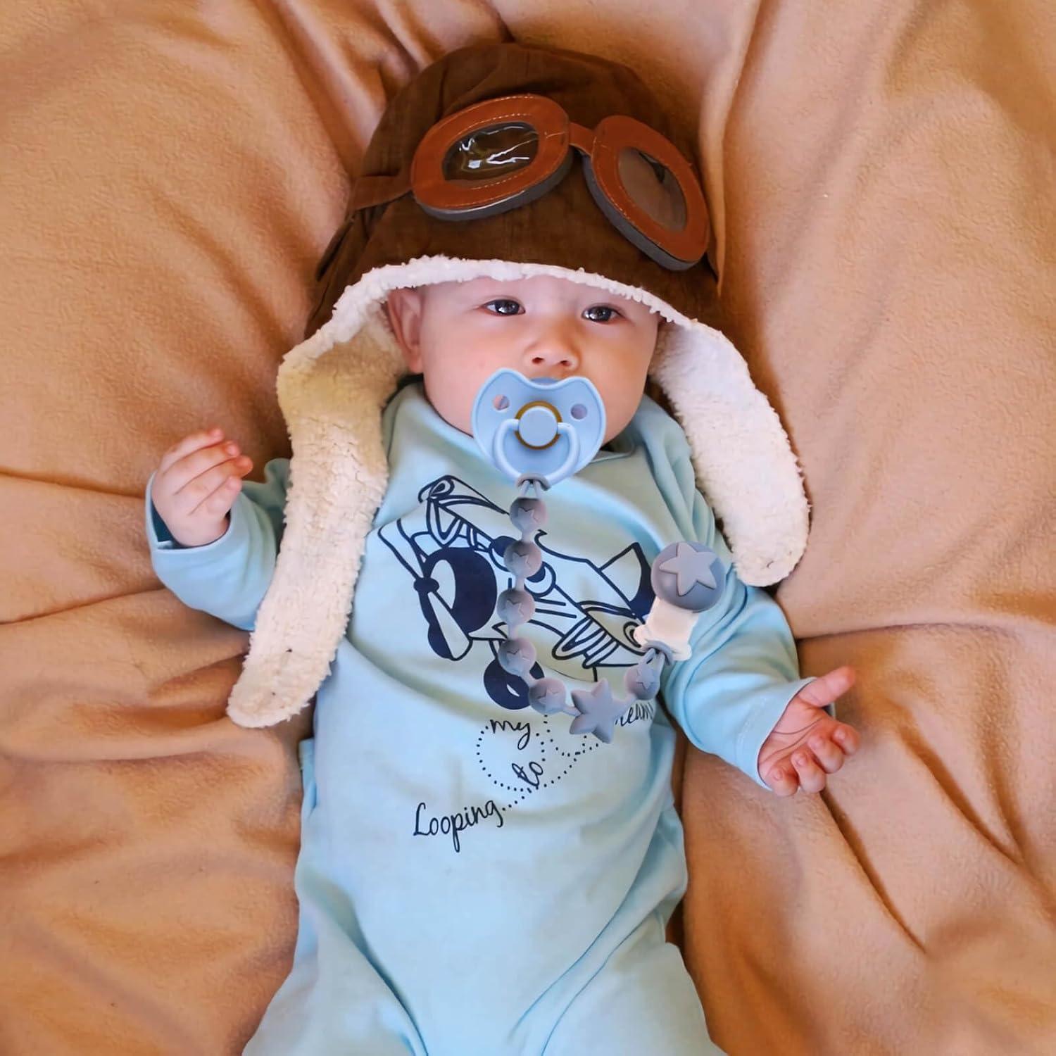 Clip de Chupete de Silicona PC-TA Terracota y Azul - Paquete de 2