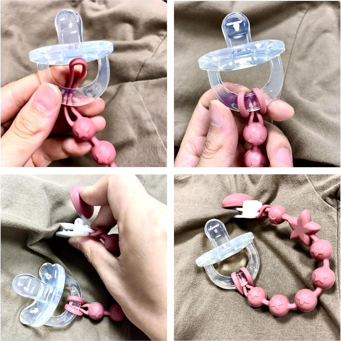 Clip de Chupete de Silicona PC-TA Terracota y Azul - Paquete de 2