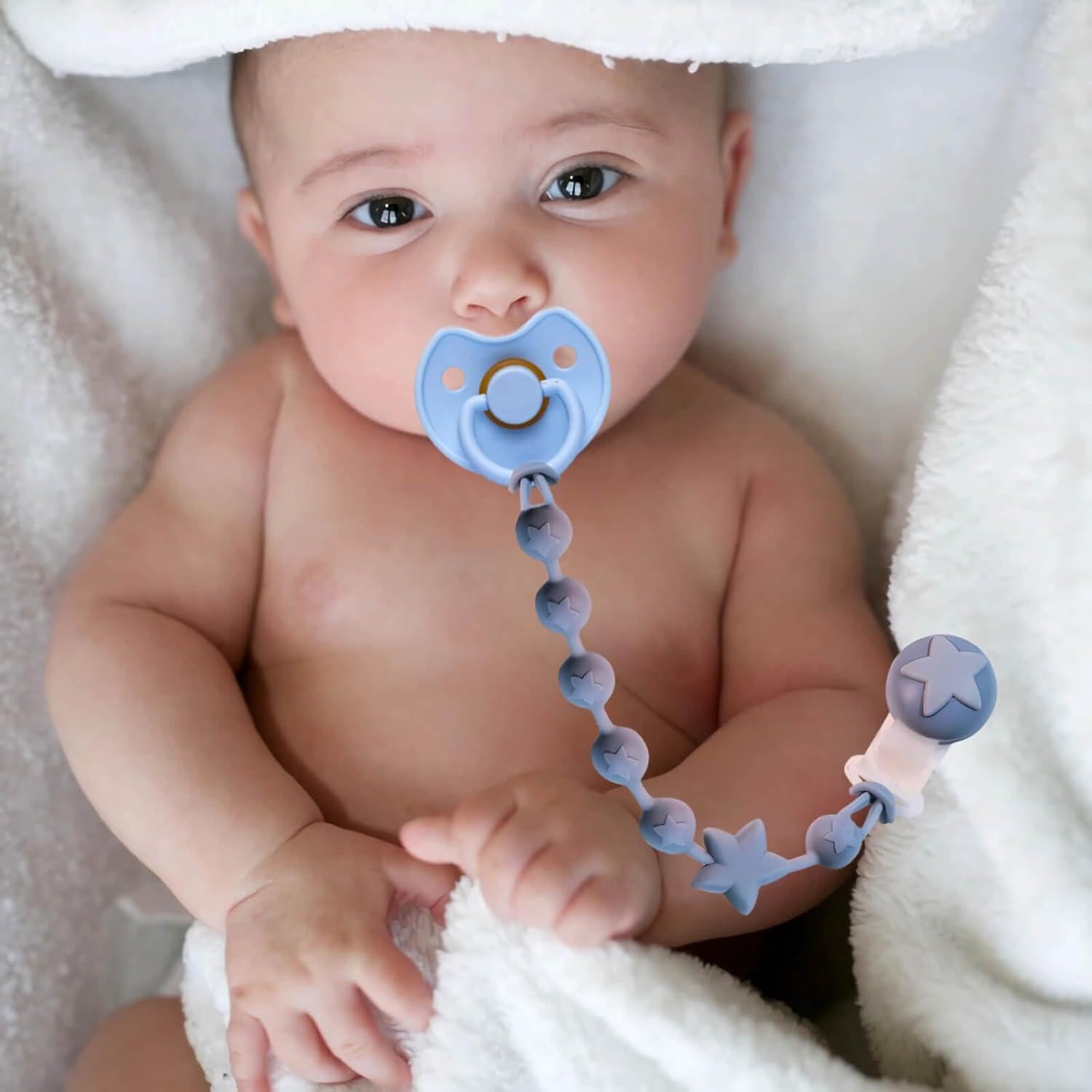 Clip de Chupete de Silicona PC-TA Terracota y Azul - Paquete de 2