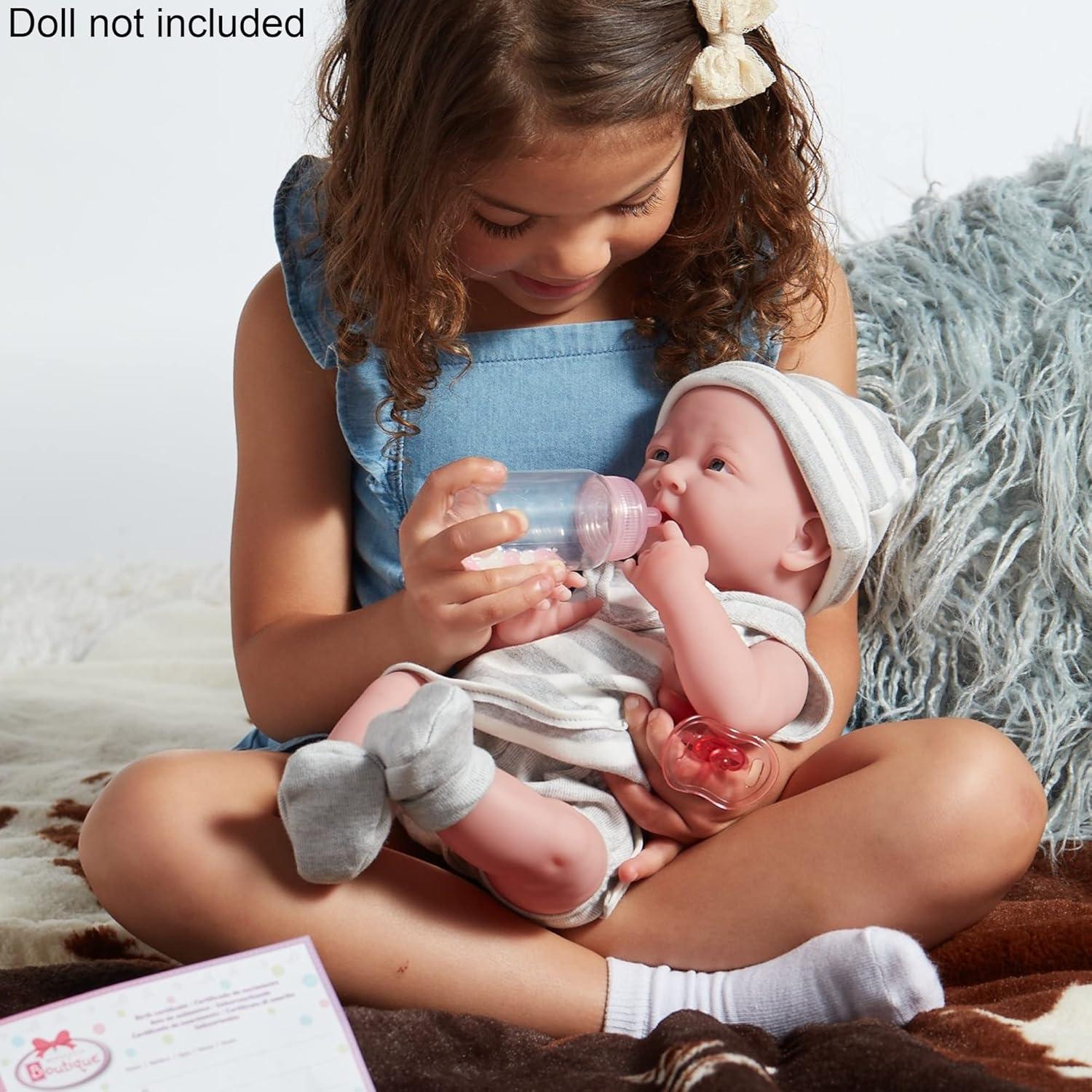 Juego de Accesorios para Muñecas JC Toys - Botella, Sonajero y Chupete Rosa